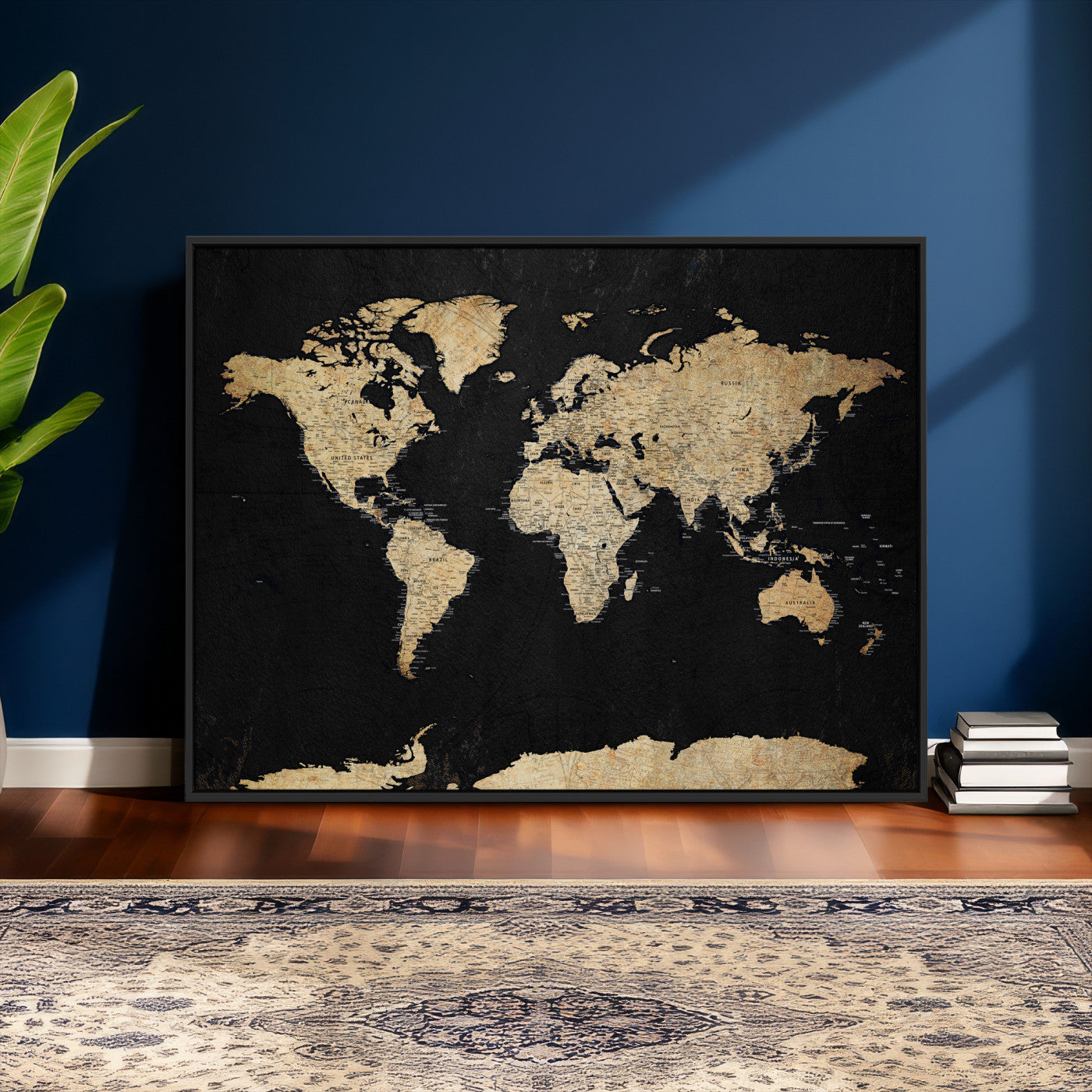 71518849-MGV-CV-36X24 - World Map Wall Art Canvas Print, Modern Decorative Framed Map Artwork Prints for Living Room, Office, Bedroom Wall Decor