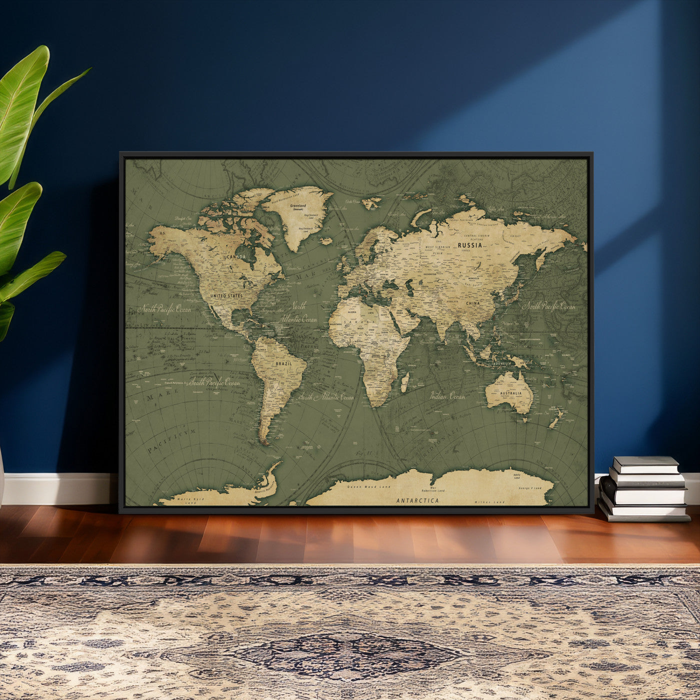 75846040-MGV-CV-36X24 - World Map Wall Art Canvas Print, Modern Decorative Framed Map Artwork Prints for Living Room, Office, Bedroom Wall Decor