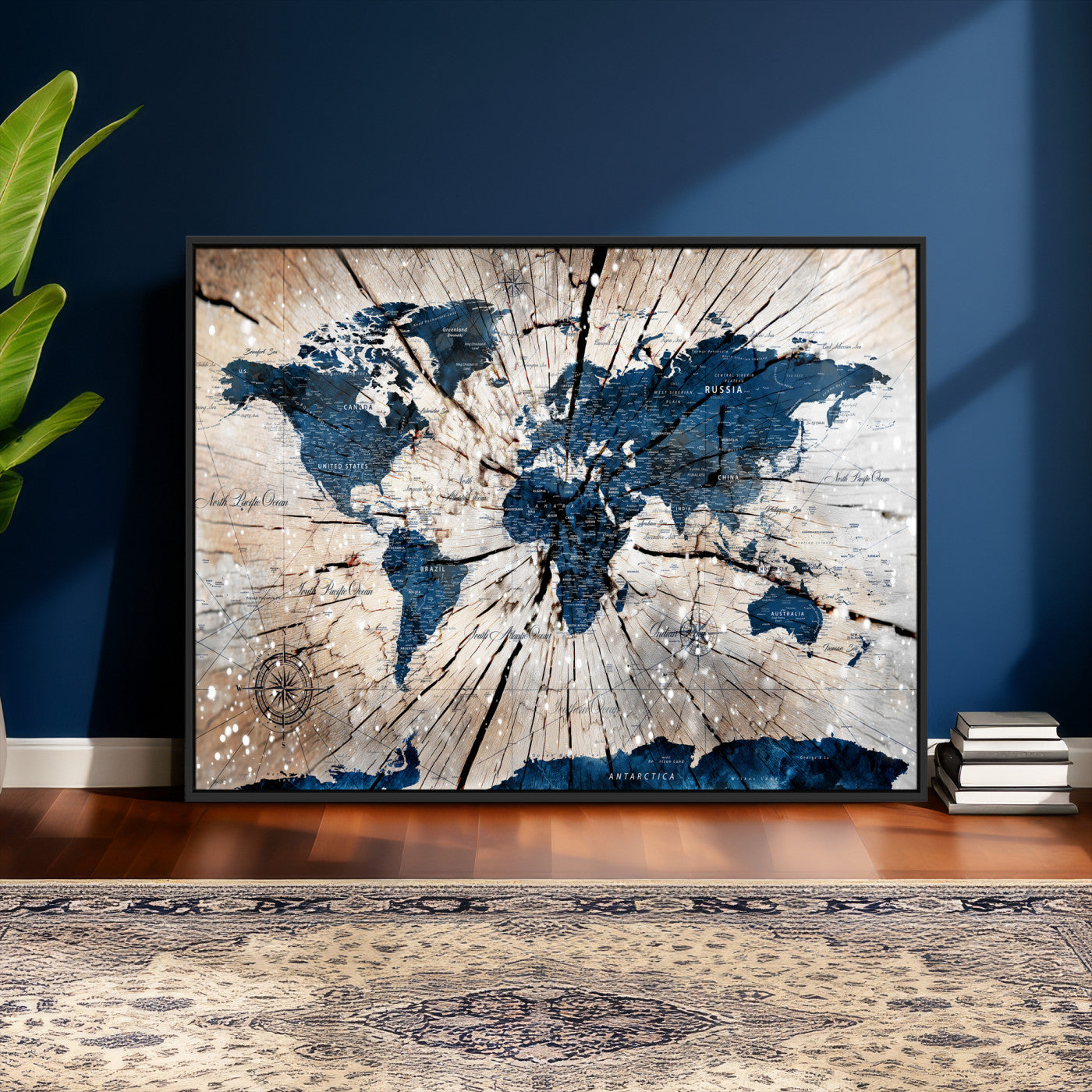 19478704-MGV-CV-36X24 - World Map Wall Art Canvas Print, Modern Decorative Framed Map Artwork Prints for Living Room, Office, Bedroom Wall Decor