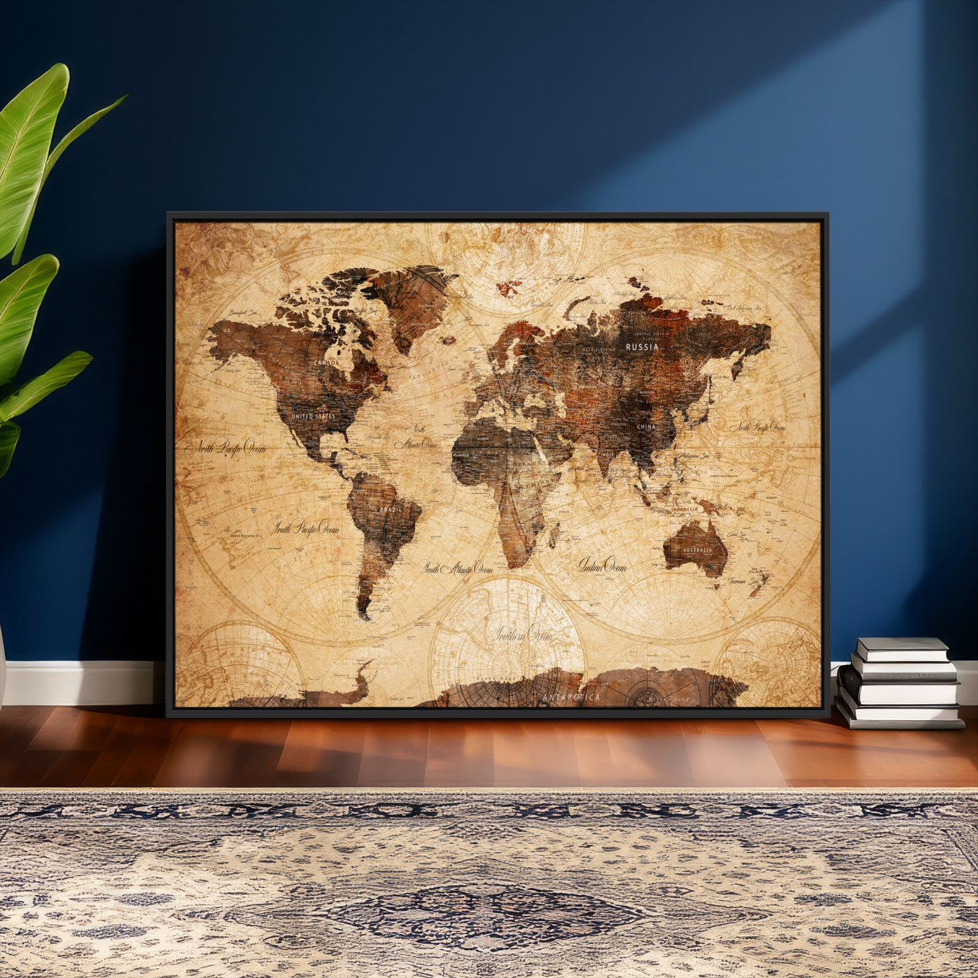 40760475-MGV-CV-36X24 - World Map Wall Art Canvas Print, Modern Decorative Framed Map Artwork Prints for Living Room, Office, Bedroom Wall Decor