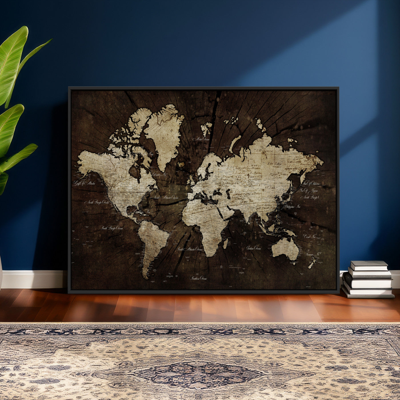 40991509-MGV-CV-36X24 - World Map Wall Art Canvas Print, Modern Decorative Framed Map Artwork Prints for Living Room, Office, Bedroom Wall Decor