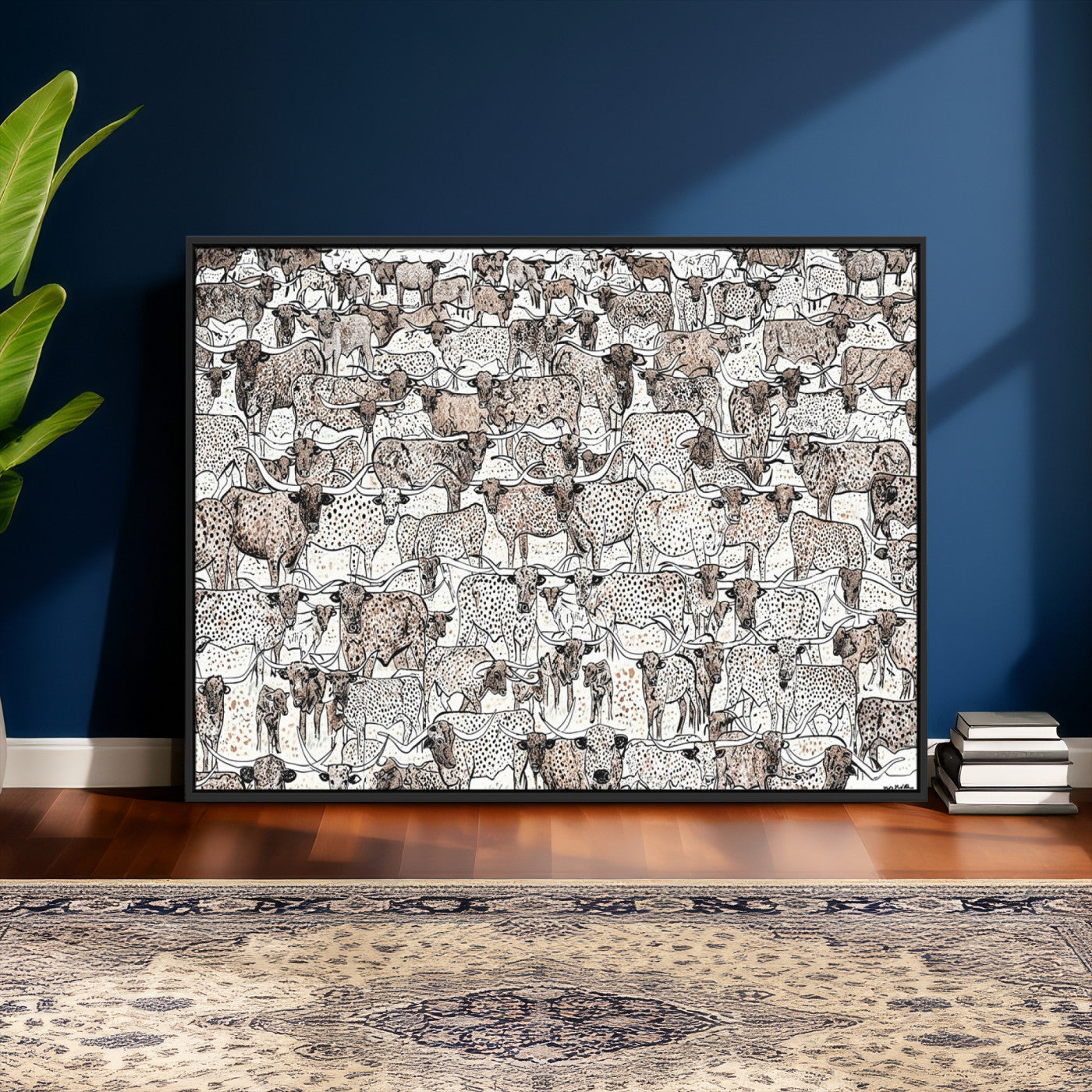 49200255-MGV-CV-36X24 - Farmhouse Animals Wall Art Canvas Print - Abstract Farm Animal Drawing Mid-Century Wall Art for Cabin Decor