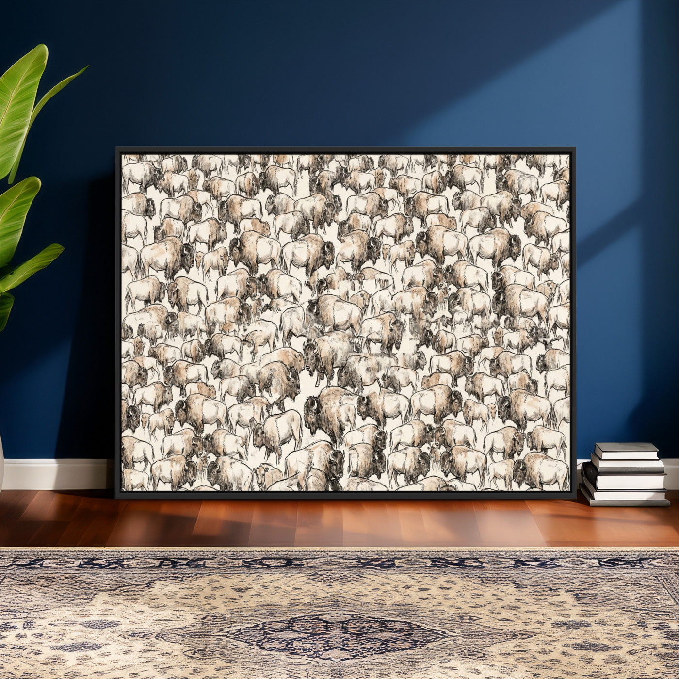 77502929-MGV-CV-36X24 - Farmhouse Animals Wall Art Canvas Print - Abstract Farm Animal Drawing Mid-Century Wall Art for Cabin Decor
