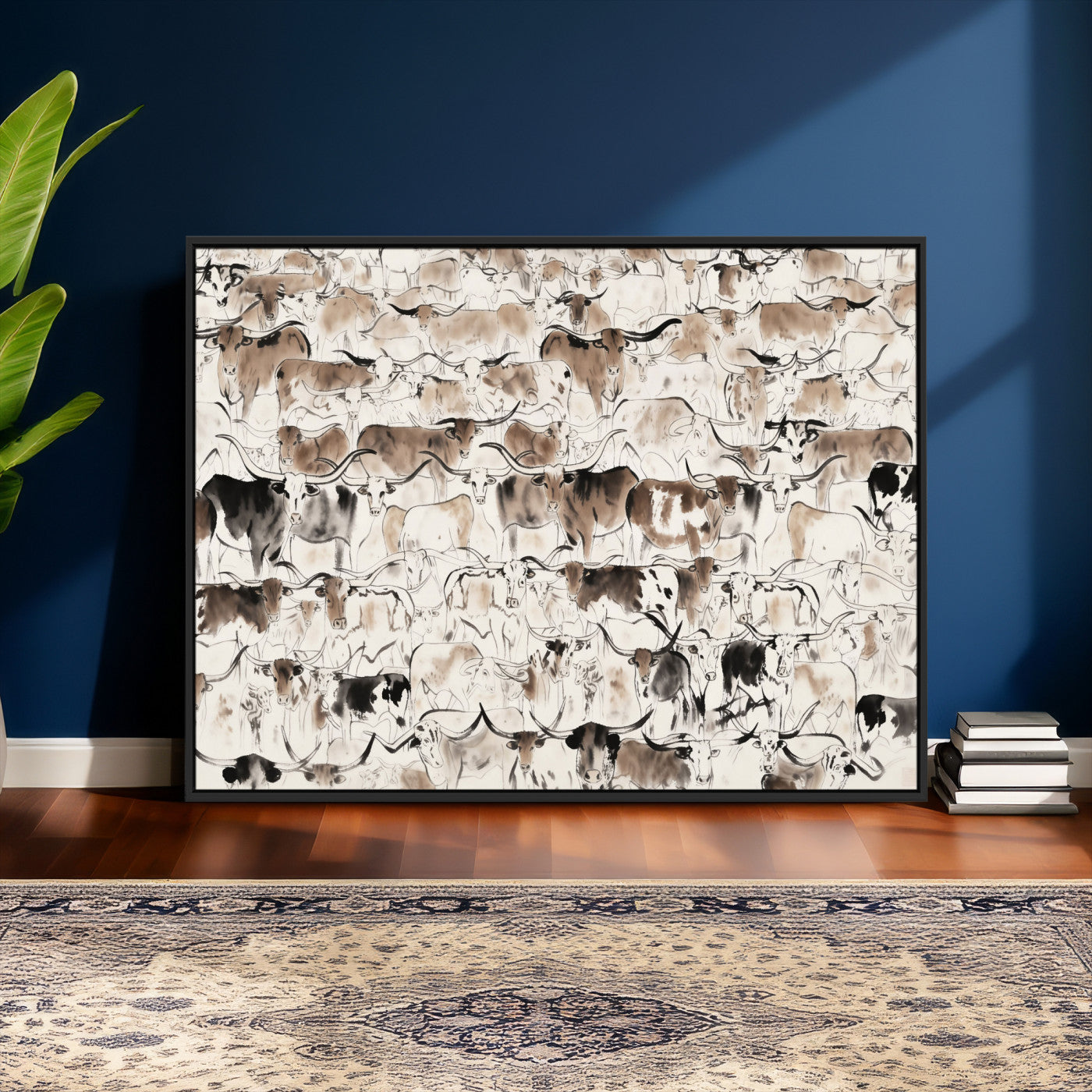 66685375-MGV-CV-36X24 - Farmhouse Animals Wall Art Canvas Print - Abstract Farm Animal Drawing Mid-Century Wall Art for Cabin Decor