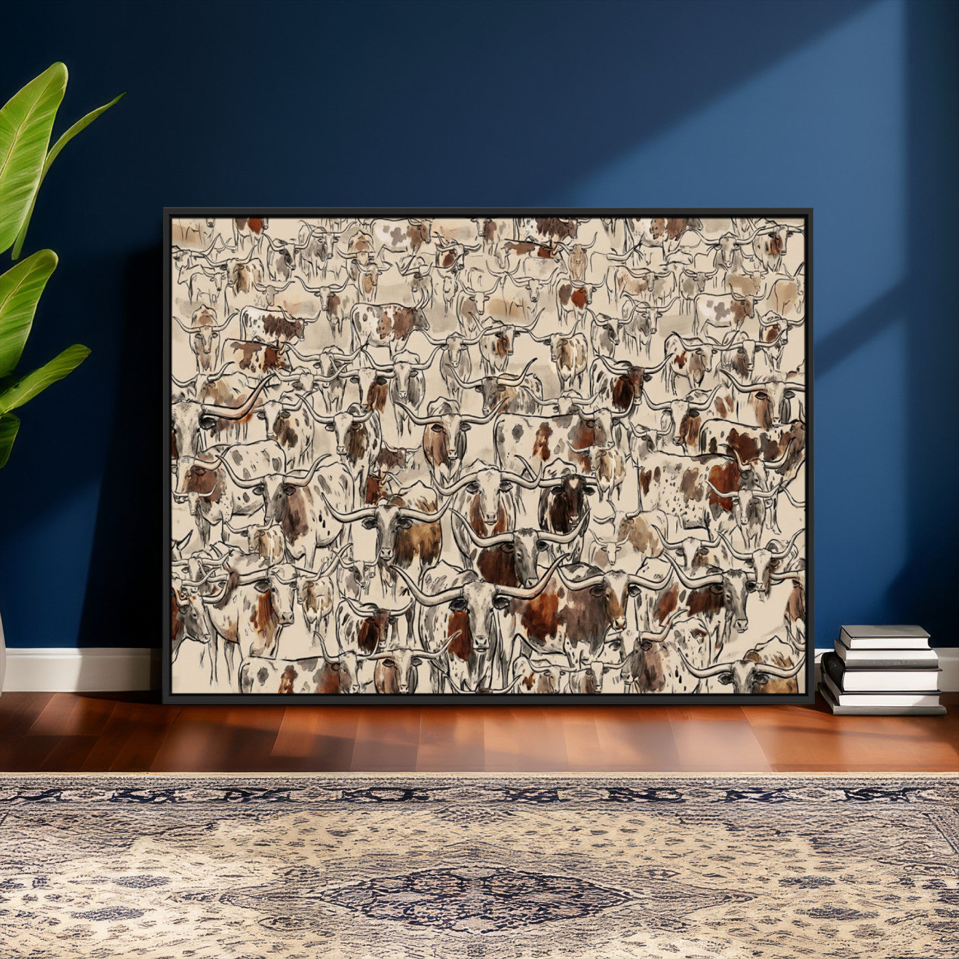 94808502-MGV-CV-36X24 - Farmhouse Animals Wall Art Canvas Print - Abstract Farm Animal Drawing Mid-Century Wall Art for Cabin Decor