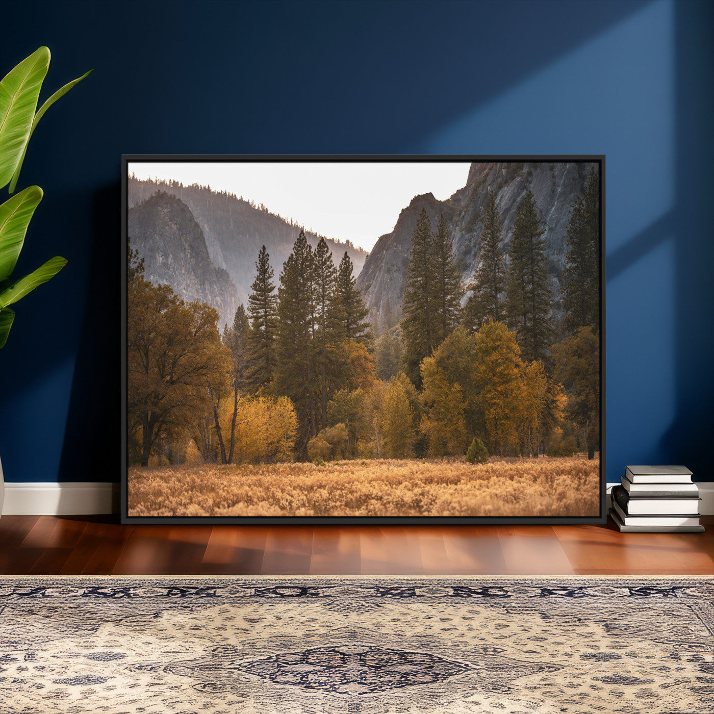 61682763-MGV-CV-36X24 - Yosemite Valley Autumn Forest Landscape Wall Art Canvas Print, Granite Mountain Pine Trees Canvas Print, California National Park Fall Scenic Art Printing