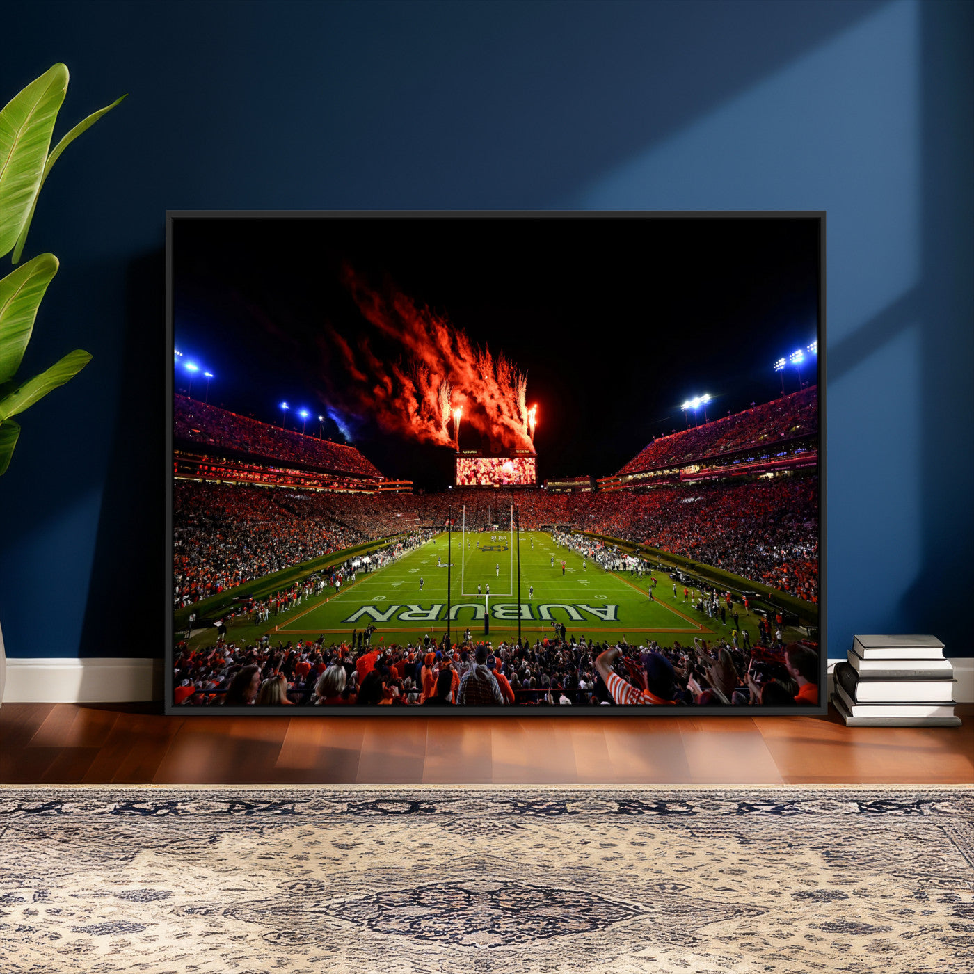 81918884-MGV-CV-36X24 - Auburn Stadium Wall Art Canvas Print, College Football Night Game Crowd, Jordan Hare Stadium Artwork