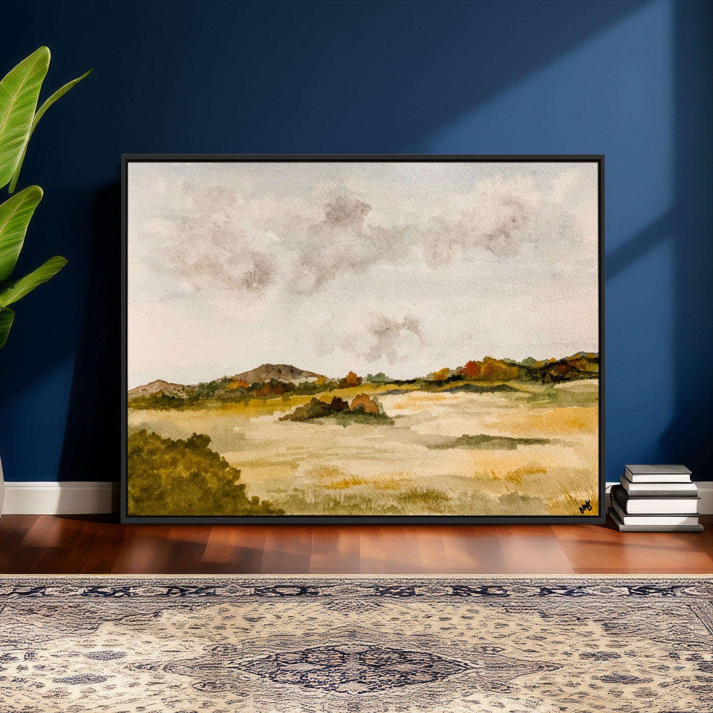94151004-MGV-CV-36X24 - Watercolor Abstract Countryside Wall Art Canvas Print, Neutral Pastoral Landscape Painting Wall Decor for Modern Farmhouse Interiors