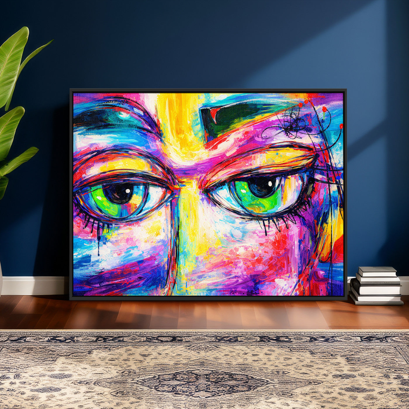 99390655-MGV-CV-36X24 - Colorful Abstract Face Wall Art Canvas Print – Modern Pop Art Portrait Artwork for Contemporary Living Room Decor