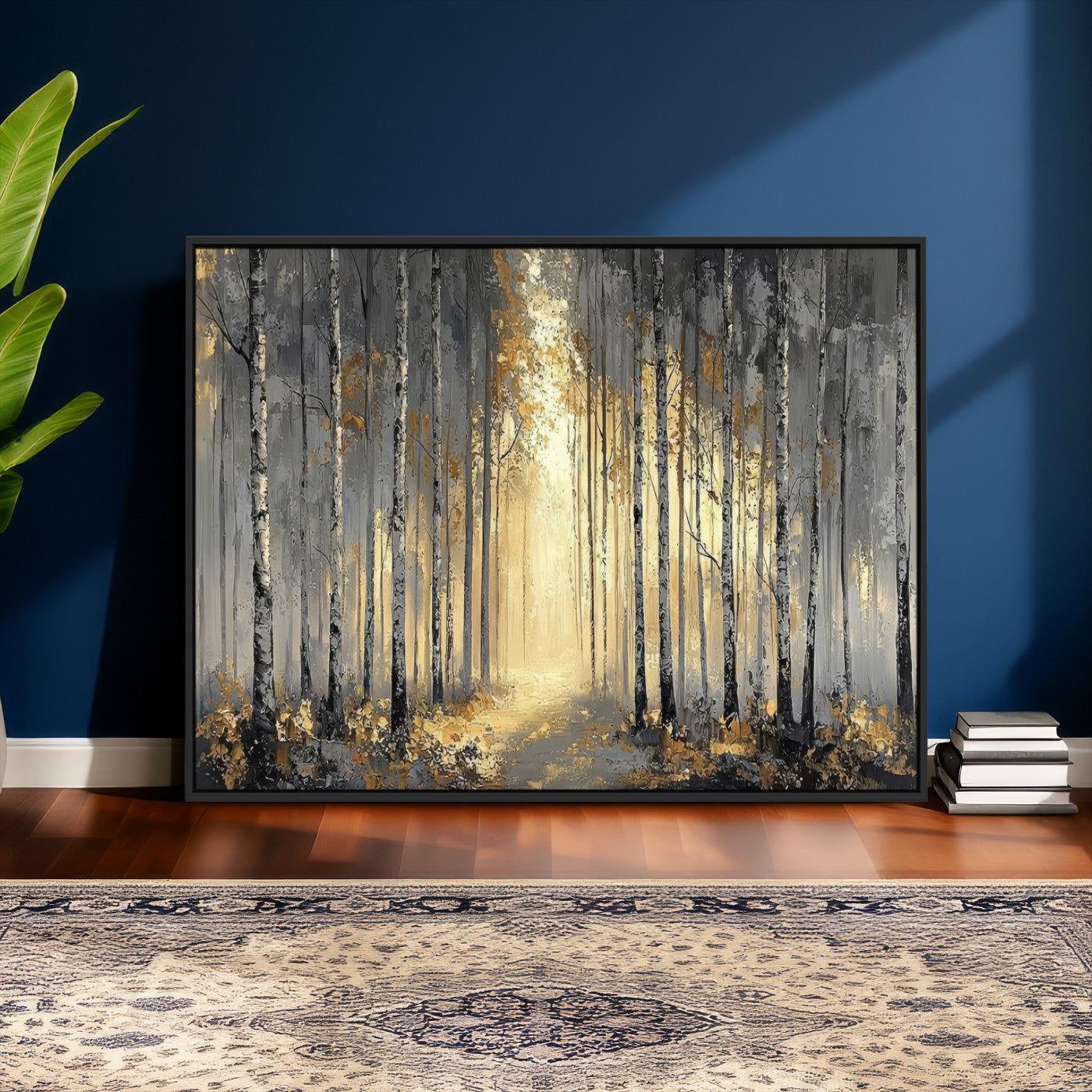 41017042-MGV-CV-36X24 - Abstract Birch Forest Wall Art Canvas Print – Modern Neutral Woodland Landscape Artwork for Living Room Decor
