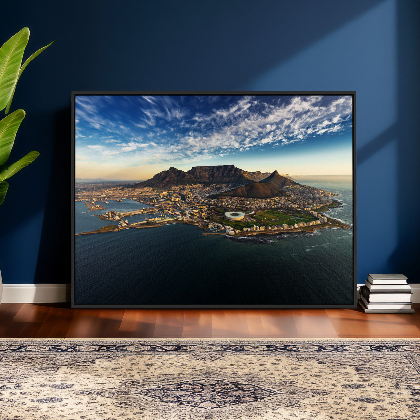 14654591-MGV-CV-36X24 - Cape Town Skyline Wall Art Canvas Print – Table Mountain Coastal Cityscape Artwork for Modern Office Decor
