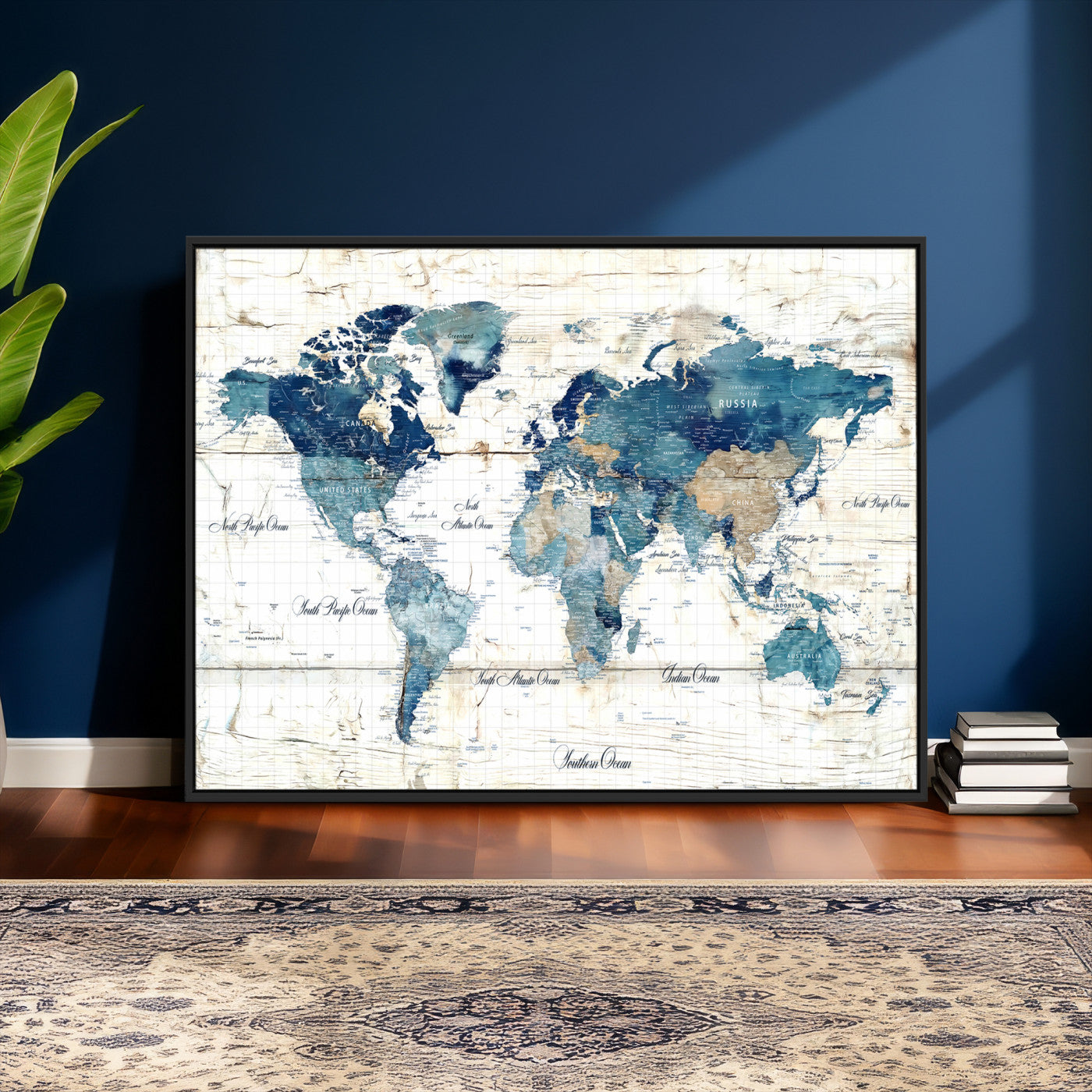 86799232-MGV-CV-36X24 - Watercolor World Map Canvas Wall Art Print – Abstract Colorful Travel Wall Decor