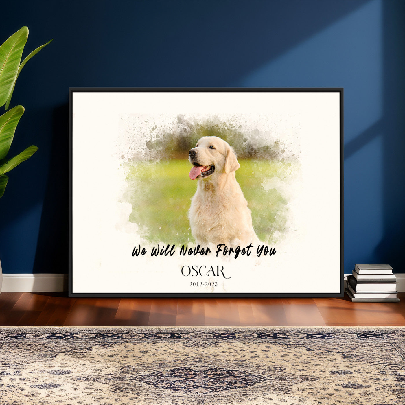 78367466-MGV-CV-36X24 - Watercolor Pet Memorial Wall Art Canvas Print, Custom Dog Memorial Portrait, Personalized Angel Pet Loss Gift, Angel Wings Puppy Print