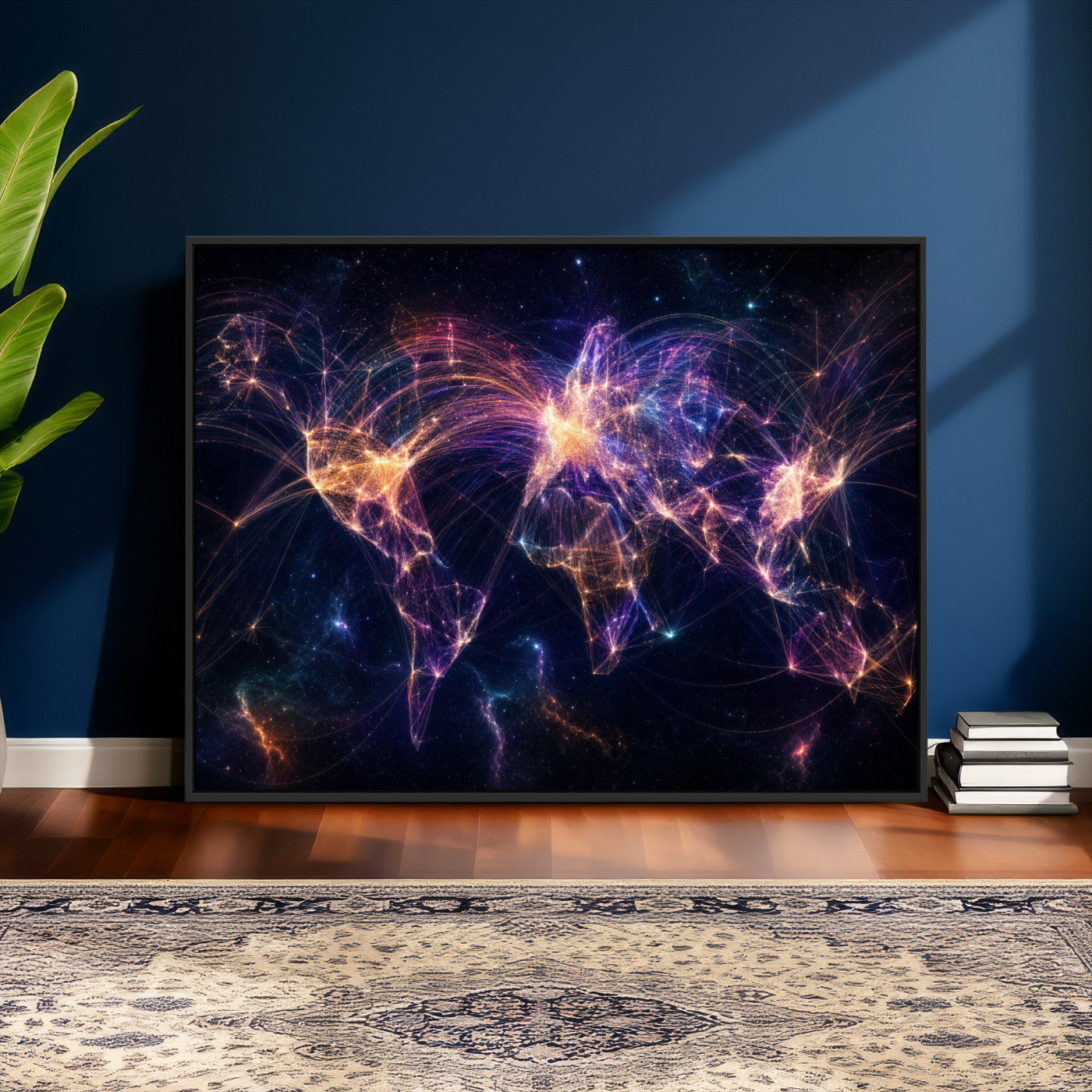 75155491-MGV-CV-36X24 - Global Flight Routes Map Canvas Wall Art, Worldwide Aviation Network Print, International Air Travel Wall Decor
