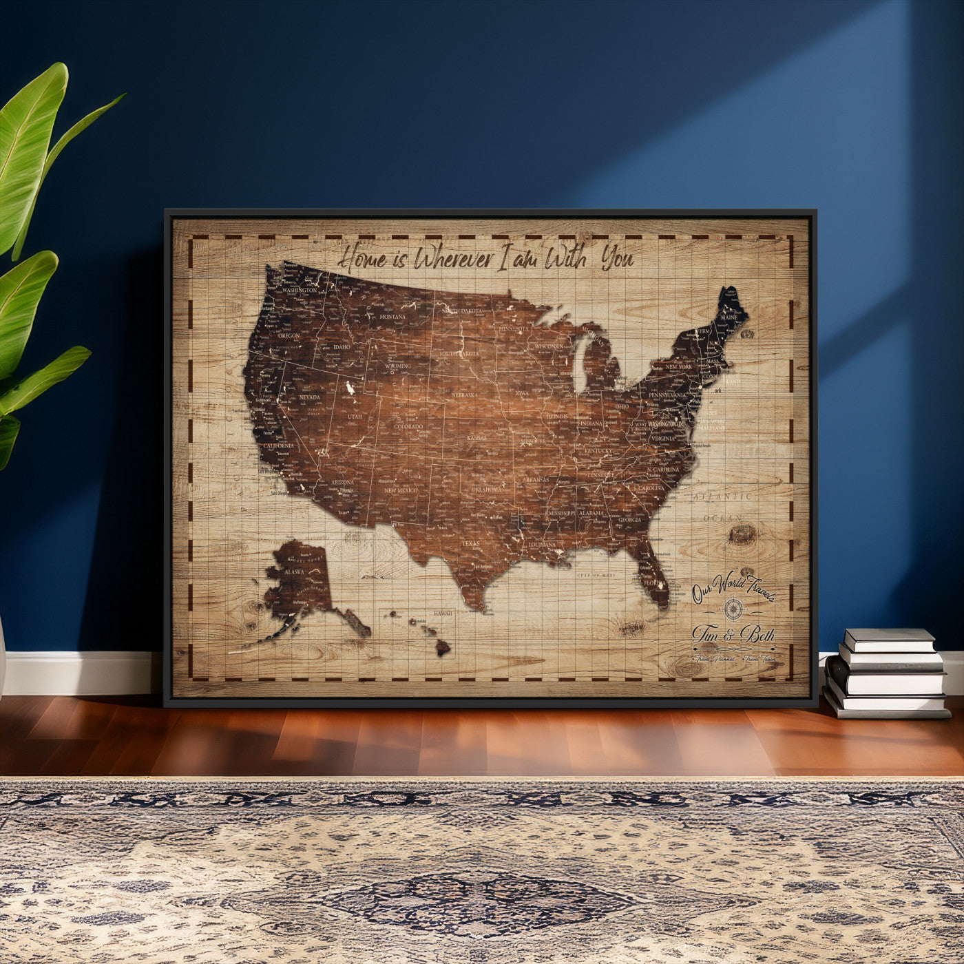 19102499U-MGV-CV-36X24 - Personalized USA Push Pin Travel Map Canvas for Adventure Wall Decor