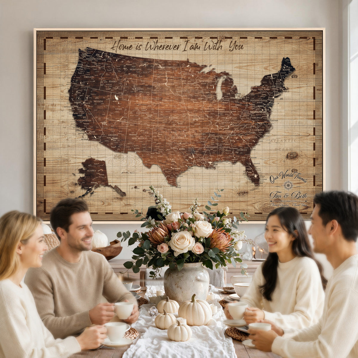 19102499U-MGV-CV-36X24 - Personalized USA Push Pin Travel Map Canvas for Adventure Wall Decor