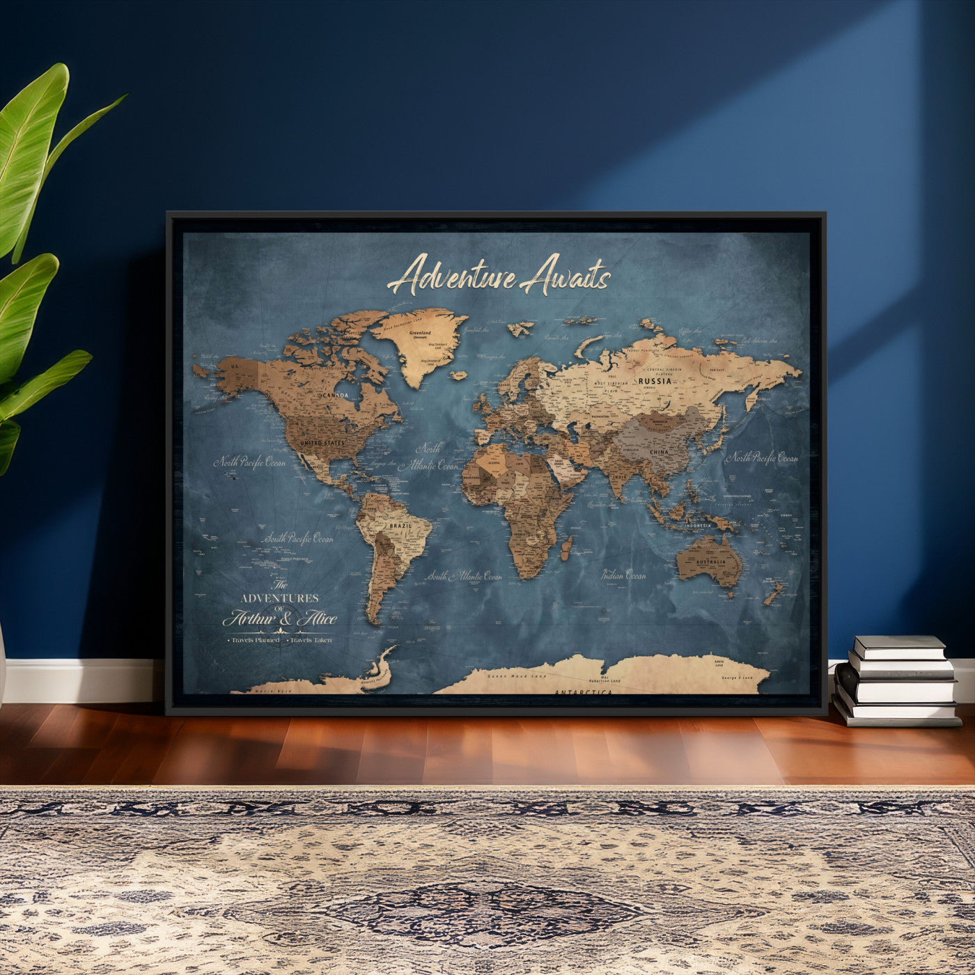 14637271-MGV-CV-36X24 - Custom Push Pin World Map Canvas | Personalized Travel Tracker | Wedding Anniversary Gift for Couples | Adventure Map Wall Art with Pins