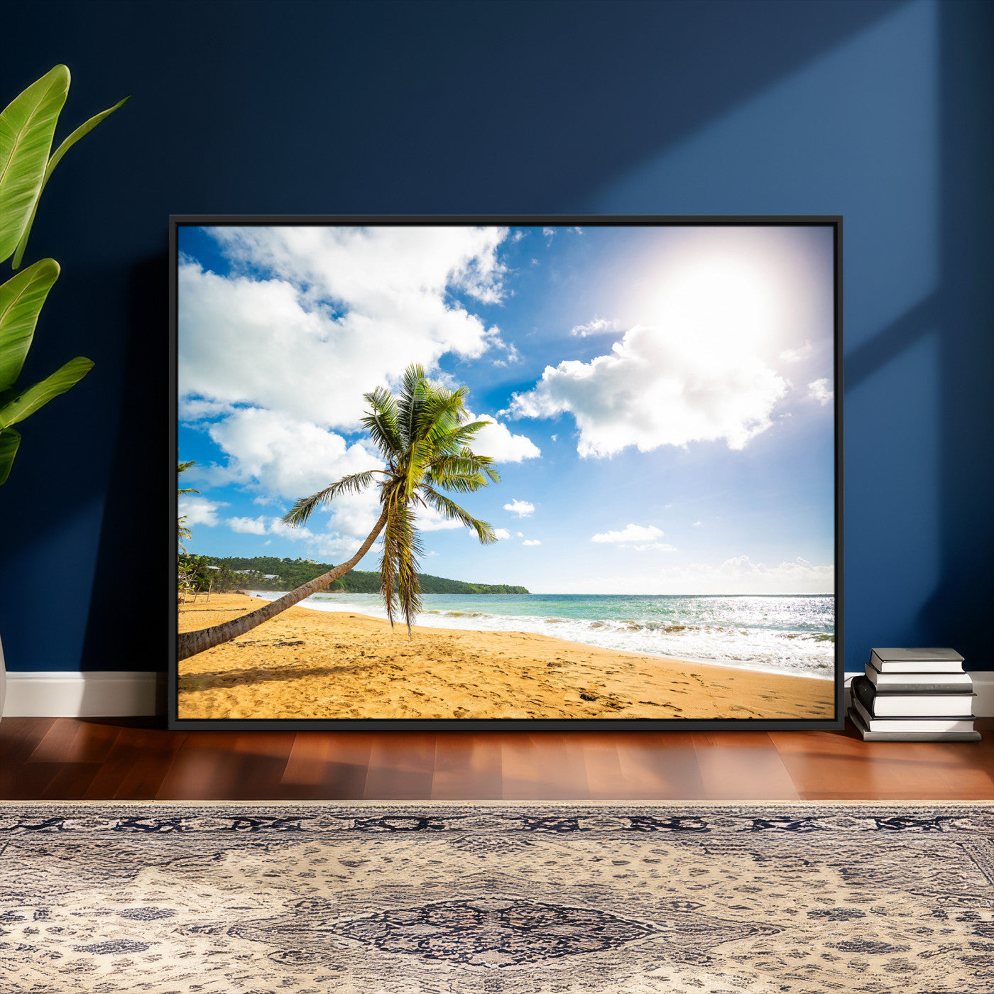 79108949-MGV-CV-36X24 - Tropical Beach Canvas Wall Art, Palm Tree Ocean Photo Print, Coastal Living Room Decor, Turquoise Sea Beach House Art, Summer Wall Art