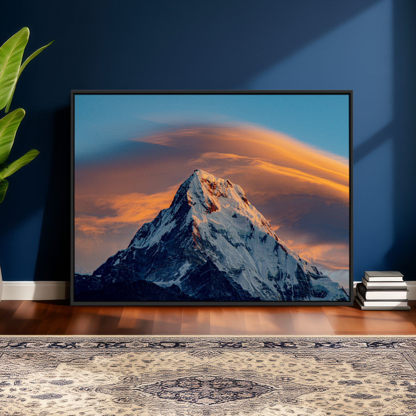 73810927-MGV-CV-36X24 - Snow Mountain Canvas Wall Art Print, Alpine Peak Landscape, Winter Nature Photography, Large Mountain Decor, Ready to Hang