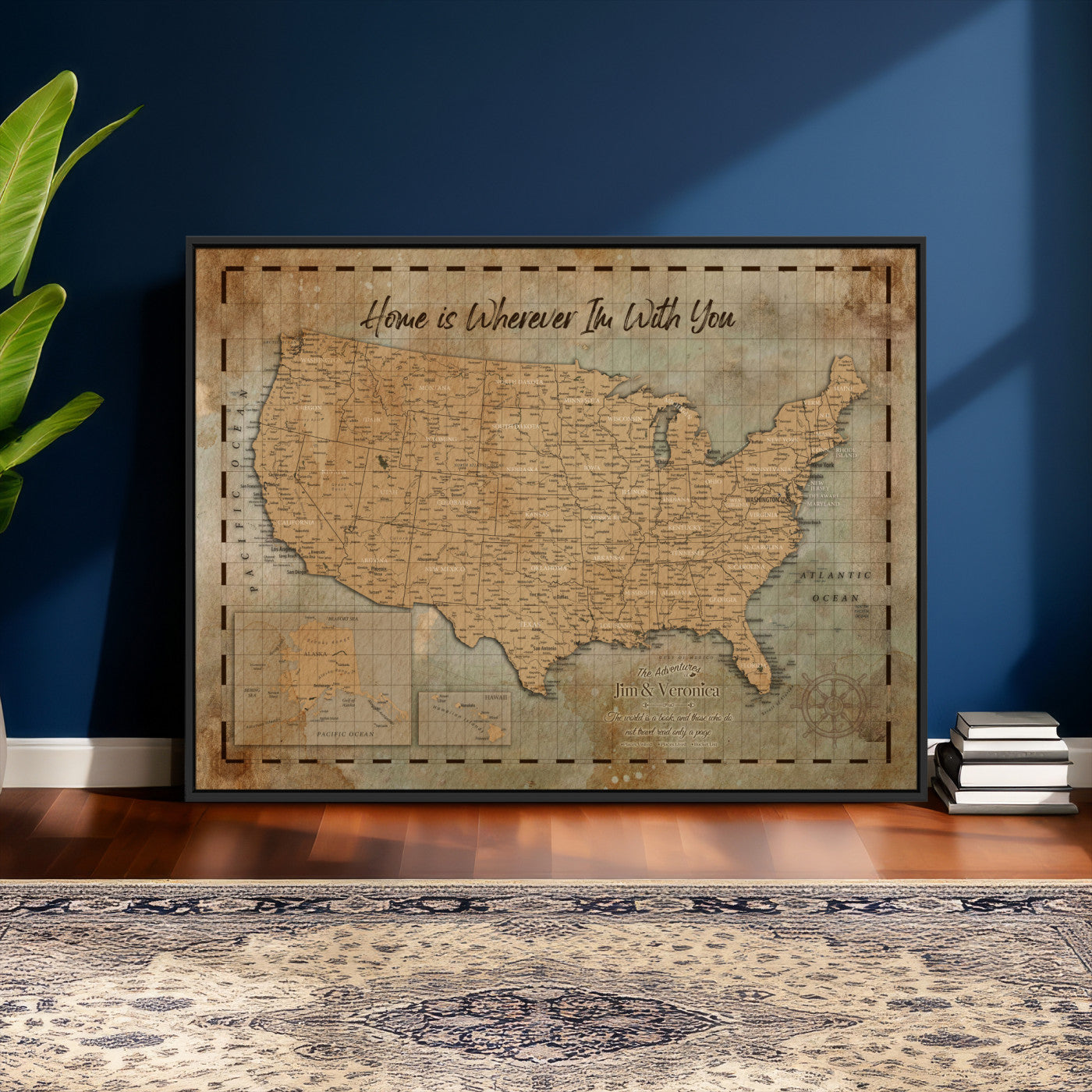 87620242-MGV-CV-36X24 - Personalized USA Push Pin Travel Map Wall Art Canvas Print | Custom United States Map | Push Pin Map - USA Bucket List Map