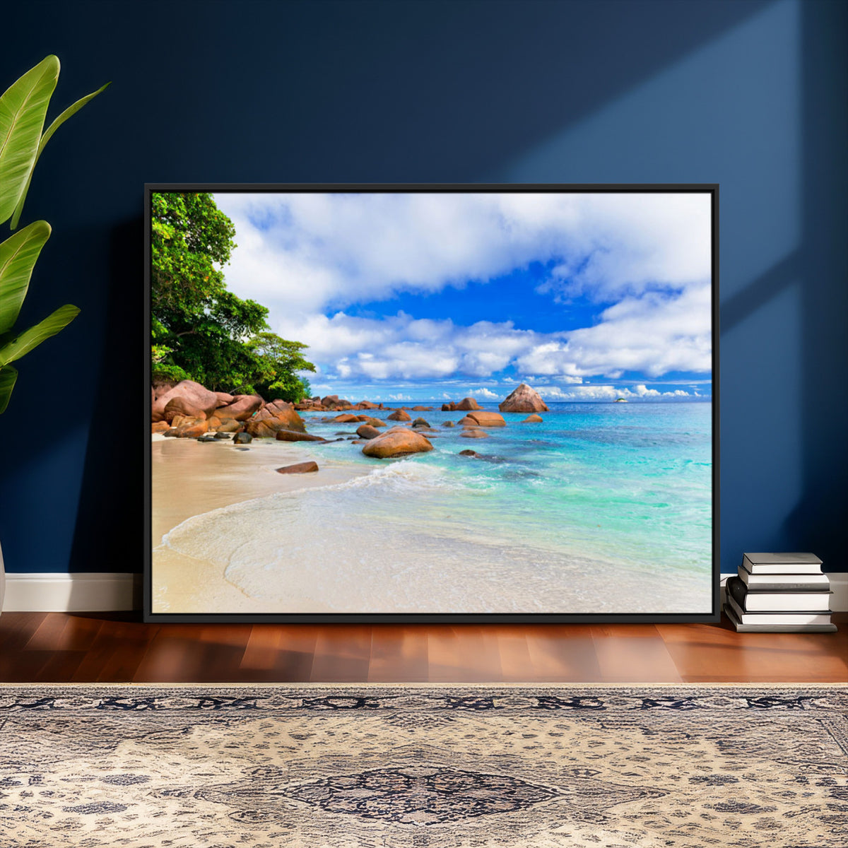 81980382-MGV-CV-36X24 - Seychelles Beach Canvas Wall Art - Anse Intendance Turquoise Ocean Print