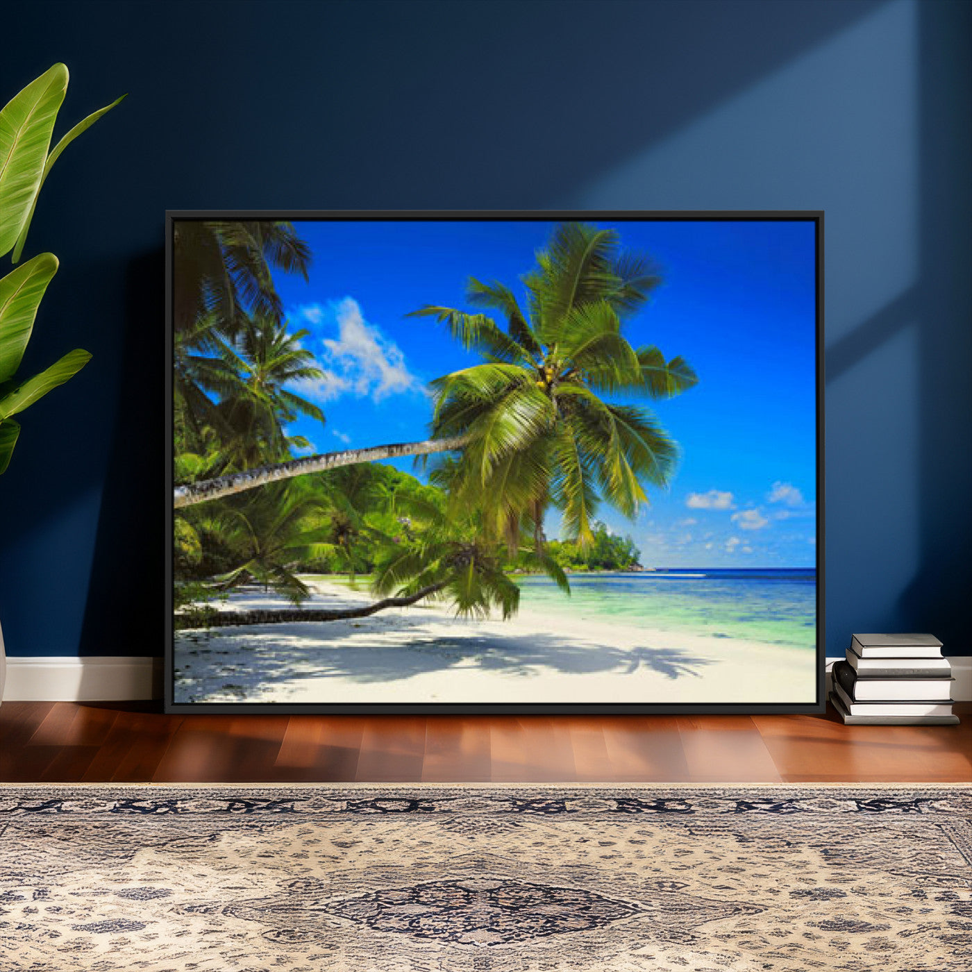 20475280-MGV-CV-36X24 - Tropical Island Coconut Palm Trees Wall Art Canvas Print - Turquoise Beach Print for Nautical Home Decor