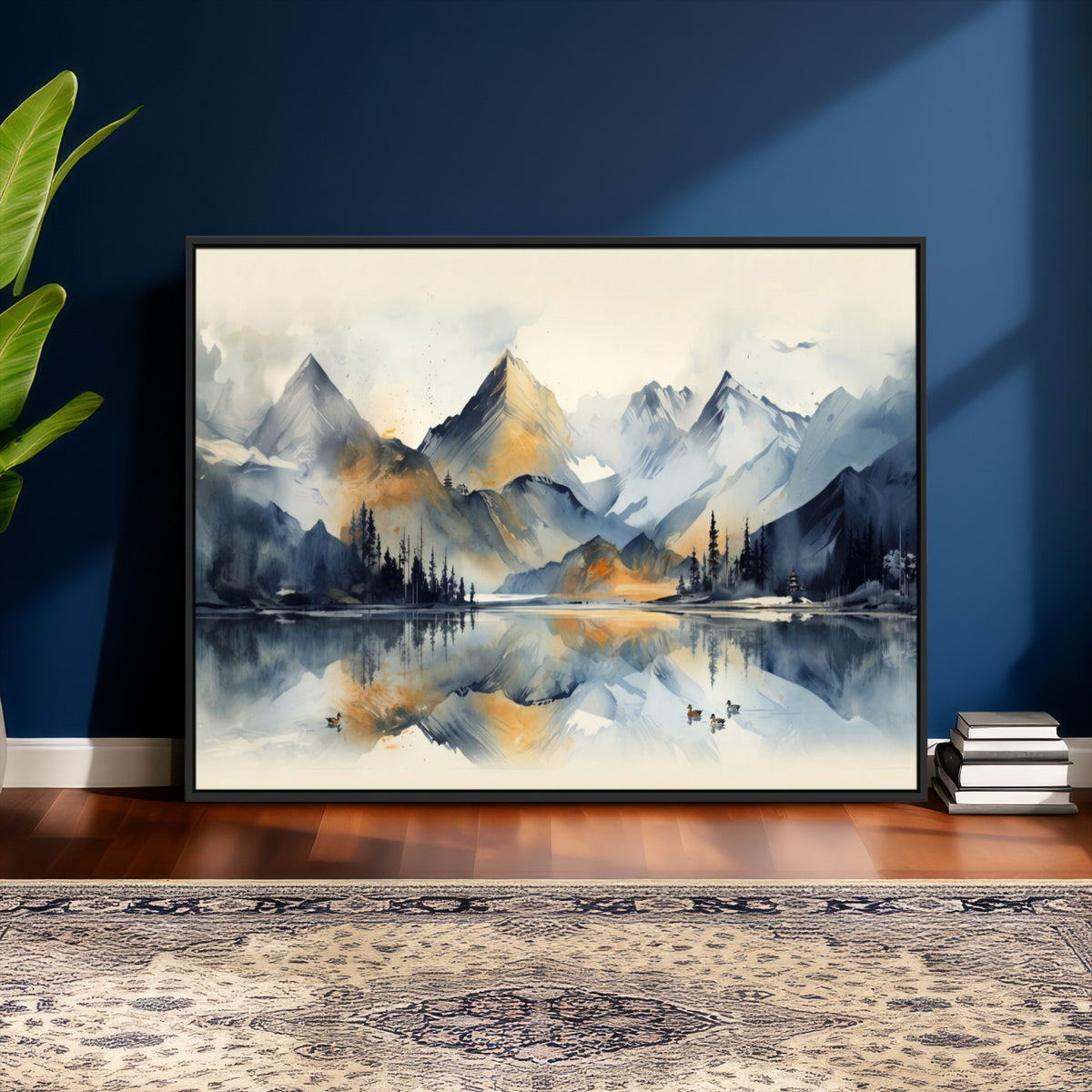 10196184T-MGV-CV-36X24 - Abstract Lake Mountain Wall Art Canvas Print