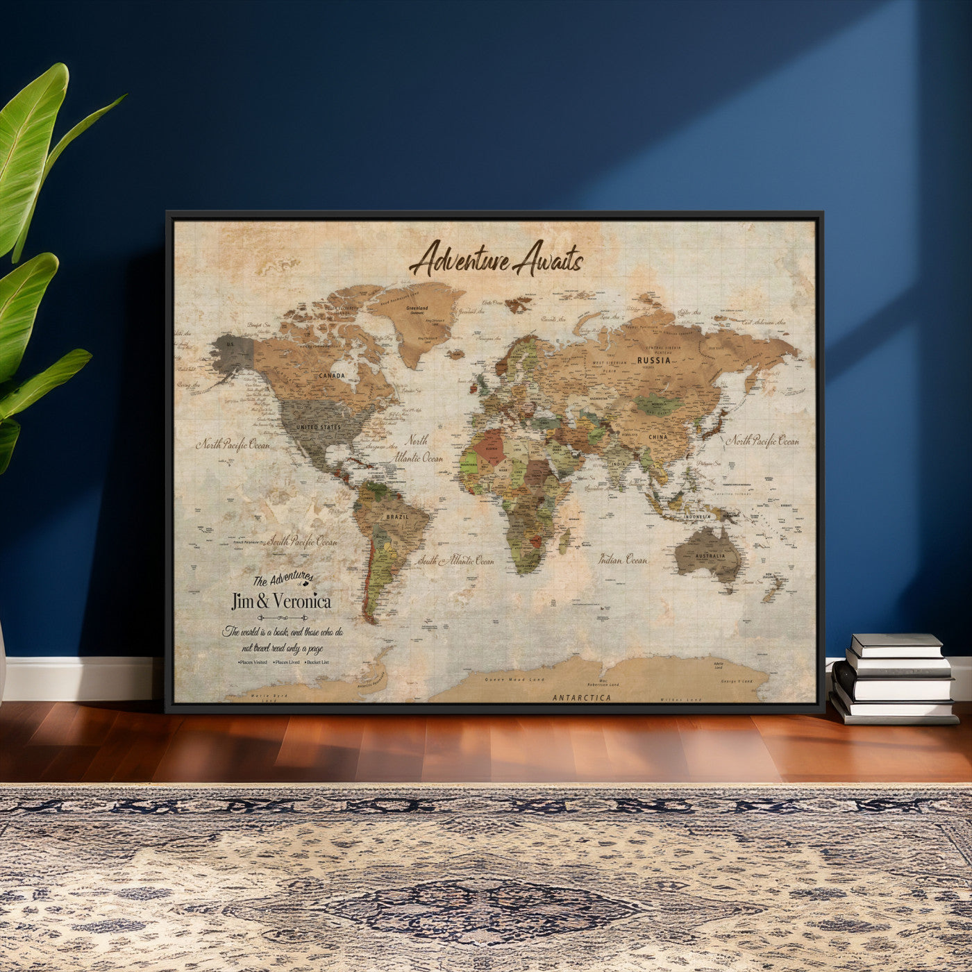 51298056-MGV-CV-36X24 - Custom Push Pin World Map Canvas | Personalized Travel Tracker | Wedding Anniversary Gift for Couples | Adventure Map Wall Art with Pins