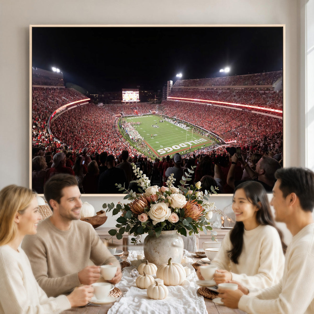 50587166-_Poster-30x20 - Sanford Stadium Georgia Bulldogs Canvas Print 3 Piece Framed Wall Art Extra Large Floating Frame Sports Poster Made in USA