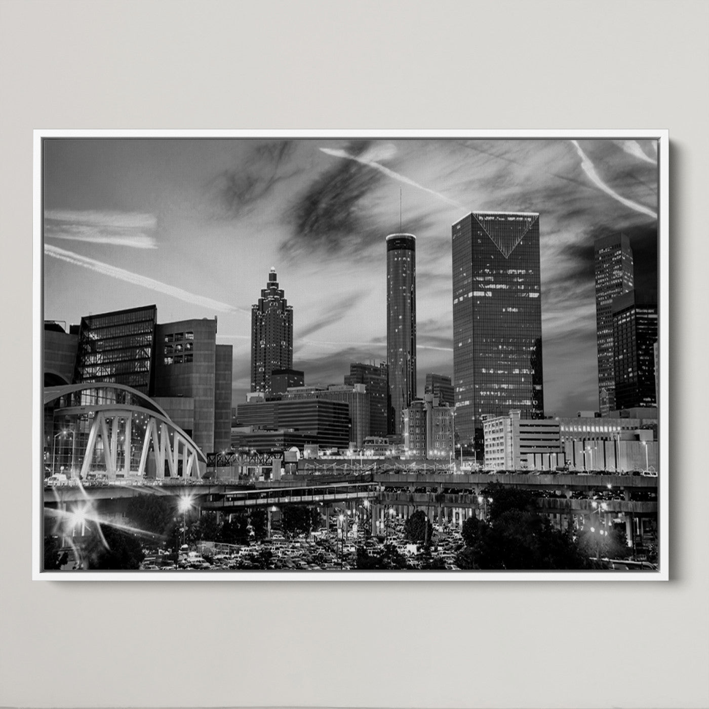 -Black and White Atlanta Wall Art Canvas Print