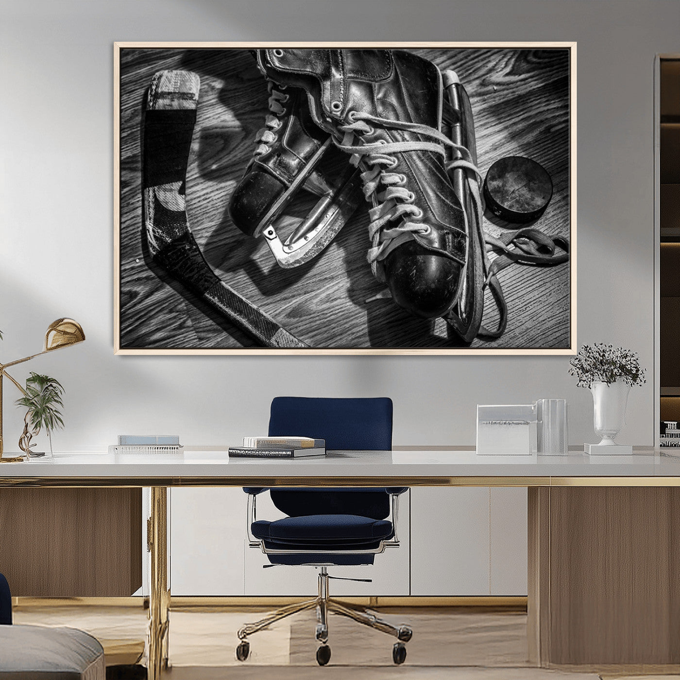 20553-MGV-CV-36X24-Old Pair of Mens Skates Wall Art Canvas, Men Skates Wall Art Print