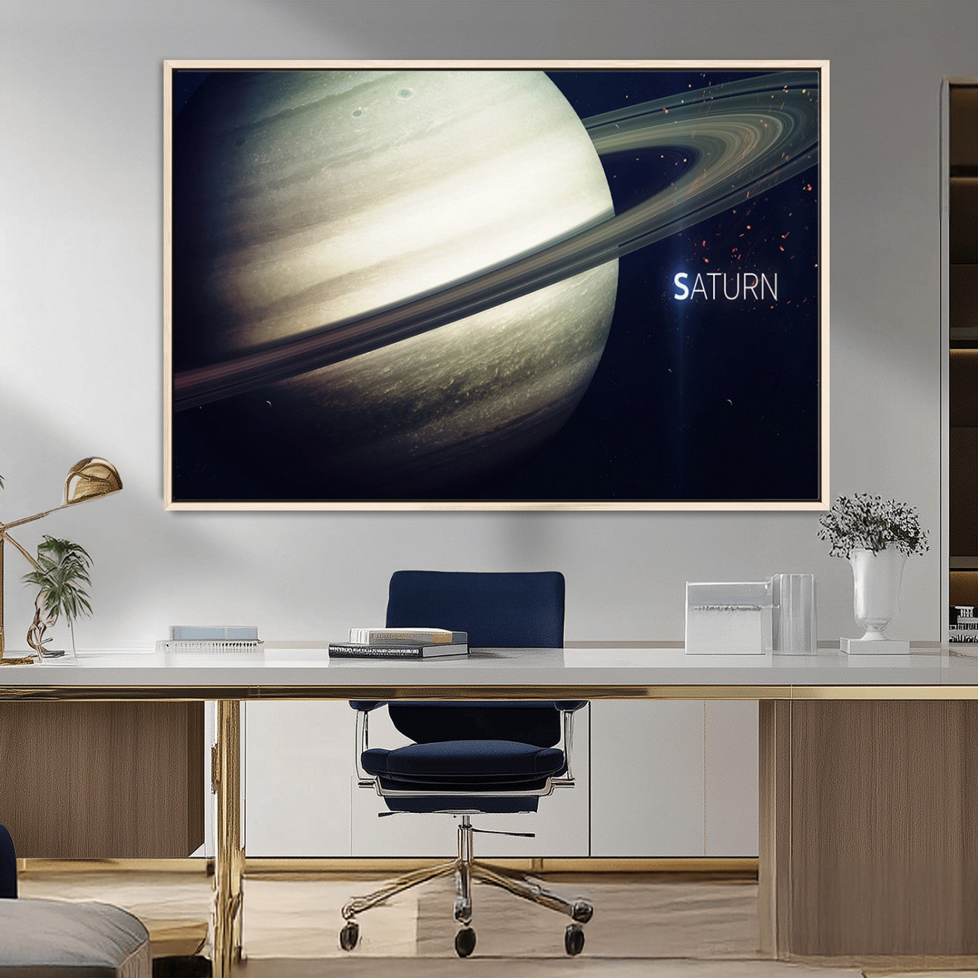 53060-MGV-FC-36X24_Natural-Framed Saturn Wall Art Canvas Print