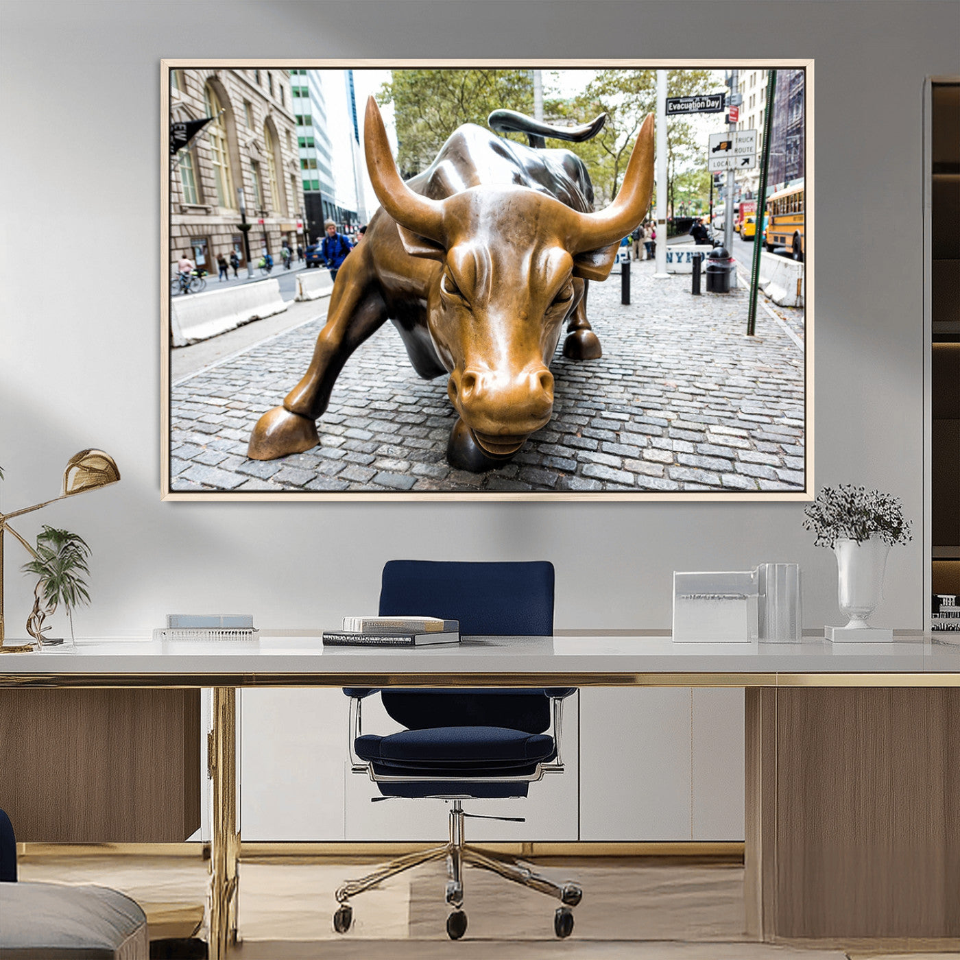 -Charging Bull Wall Art Canvas Print