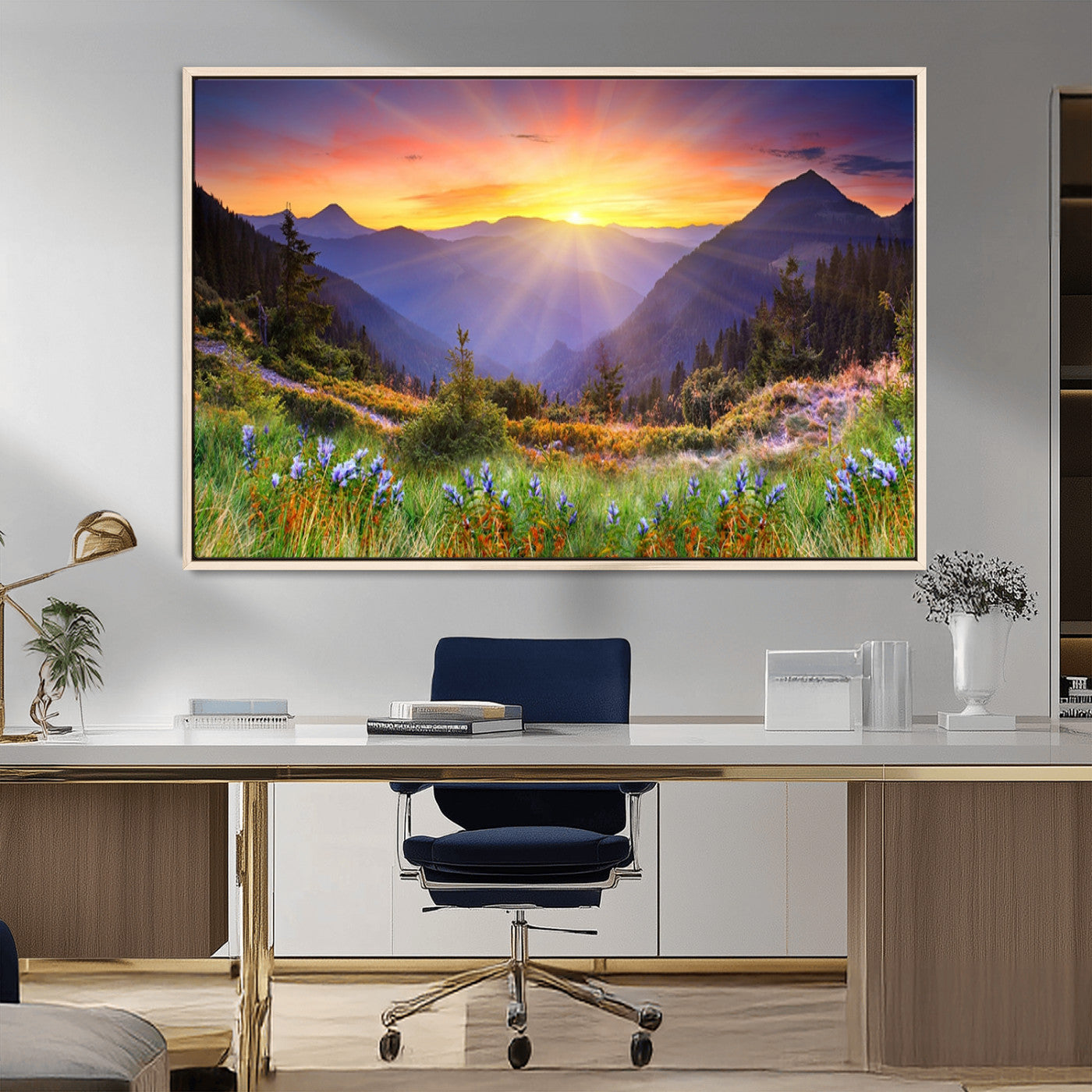 -Mountain and Spring Wall Art Canvas Print