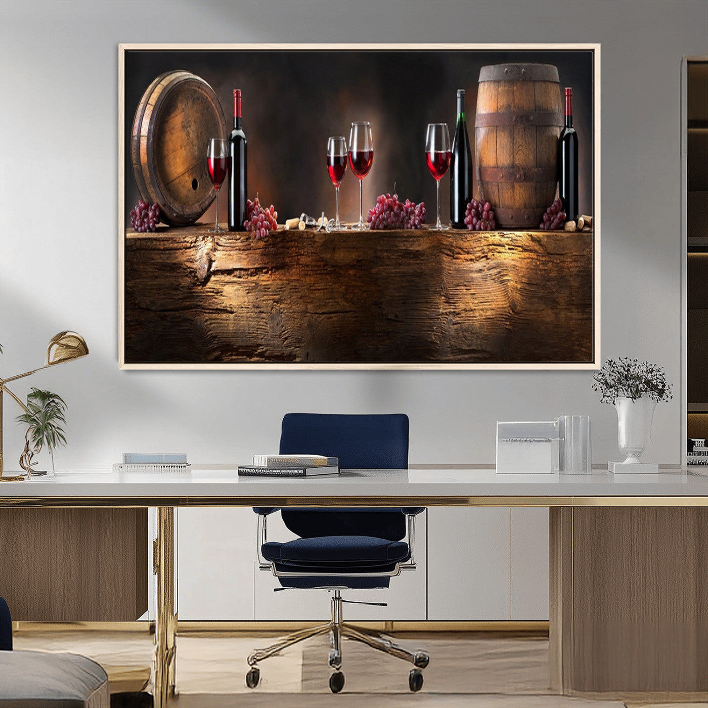 -Wine and Barrels Wall Art Canvas Print