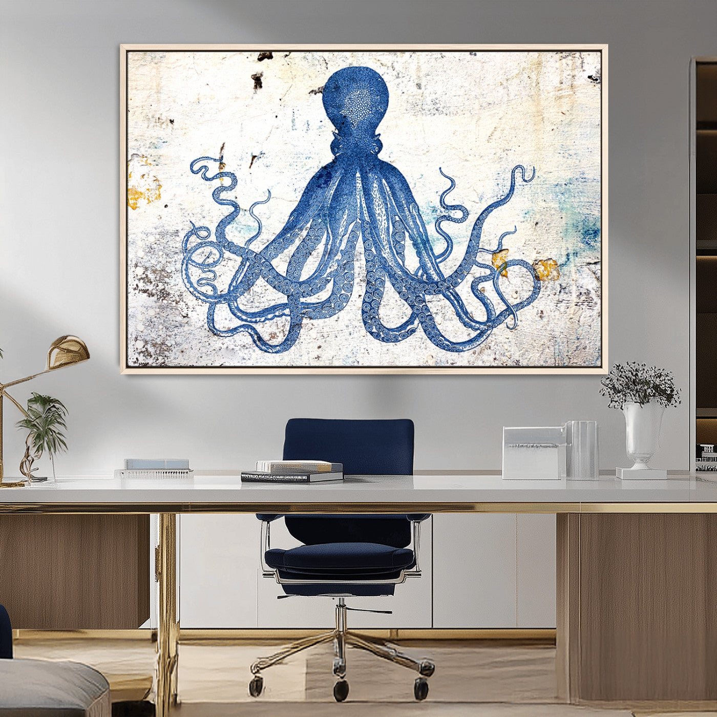 38211-MGV-CV-36X24-Octopus Canvas Wall Art | Coastal Marine Life Artwork for Living Room, Bedroom, or Office |