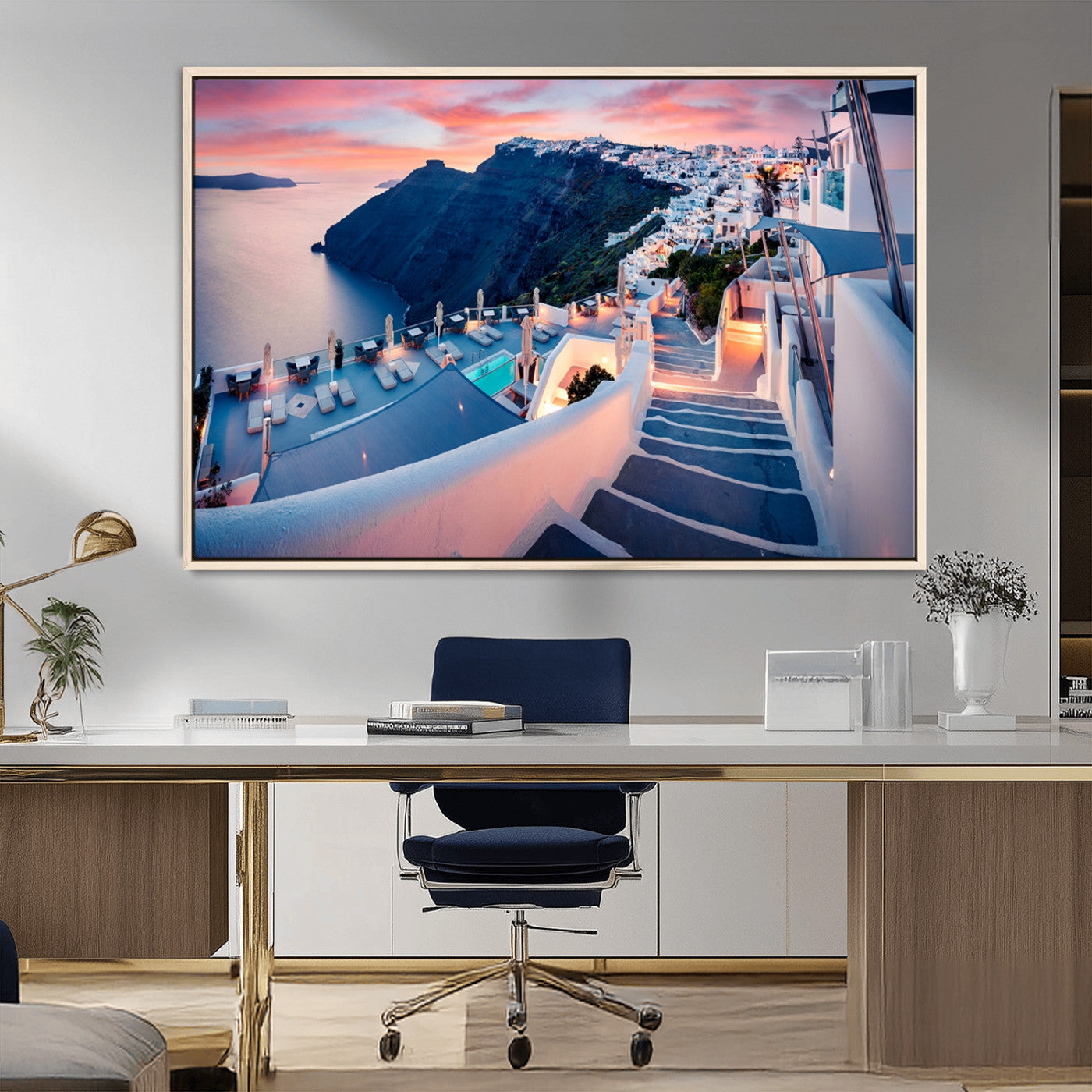 -Santorini Island Wall Art Canvas Print