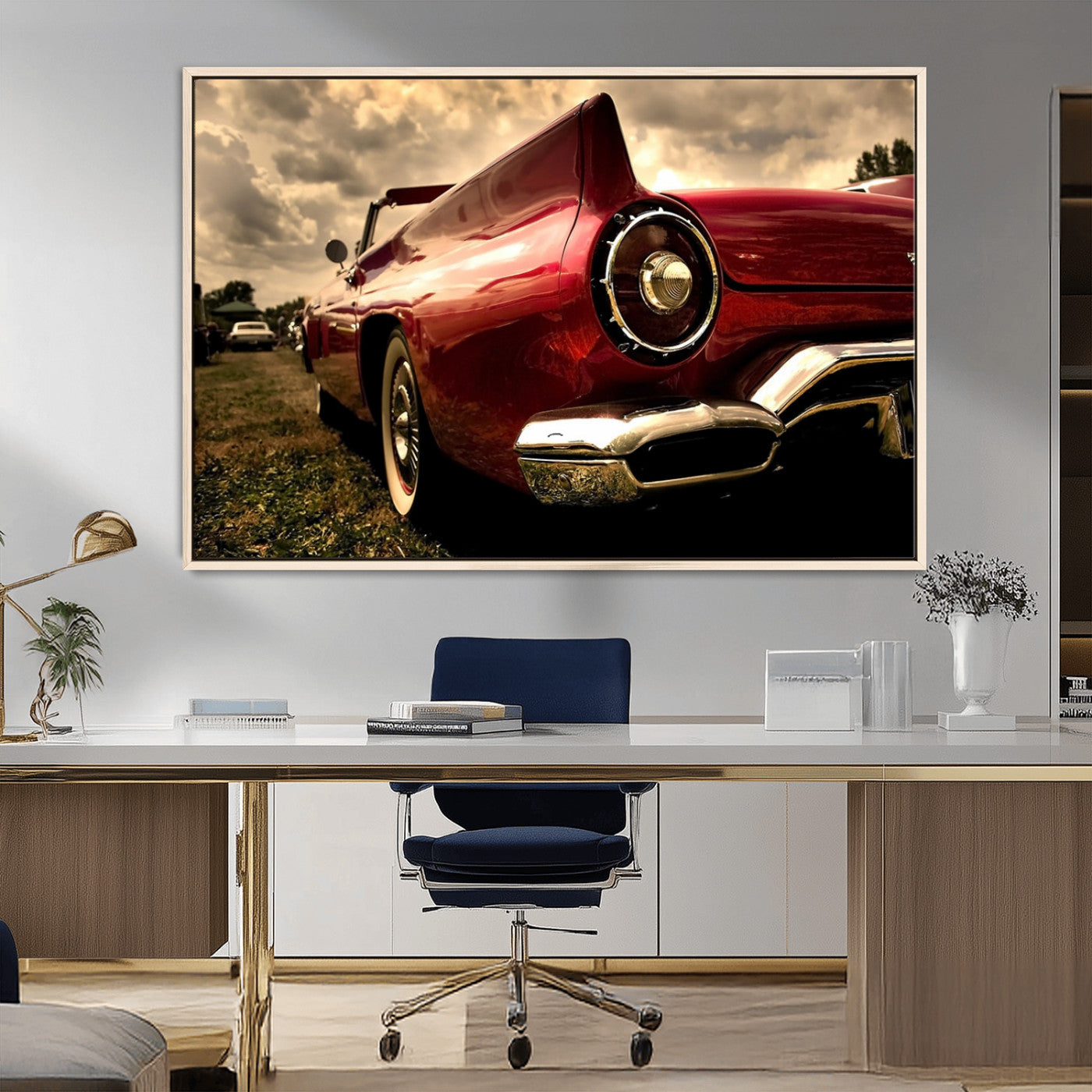 -Red Classic Car Wall Art Canvas Print