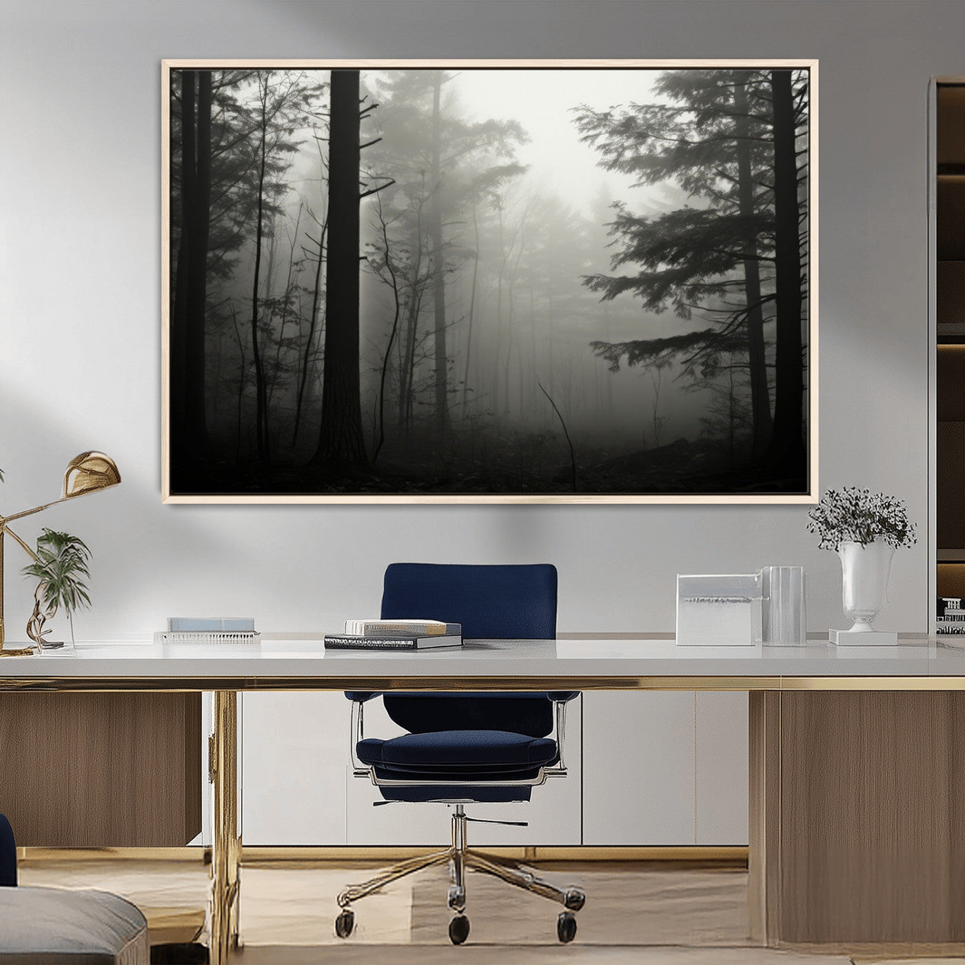 -Misty Forest Wall Art Premium Canvas Print a Foggy and Serene Atmosphere - Nature Wall Art