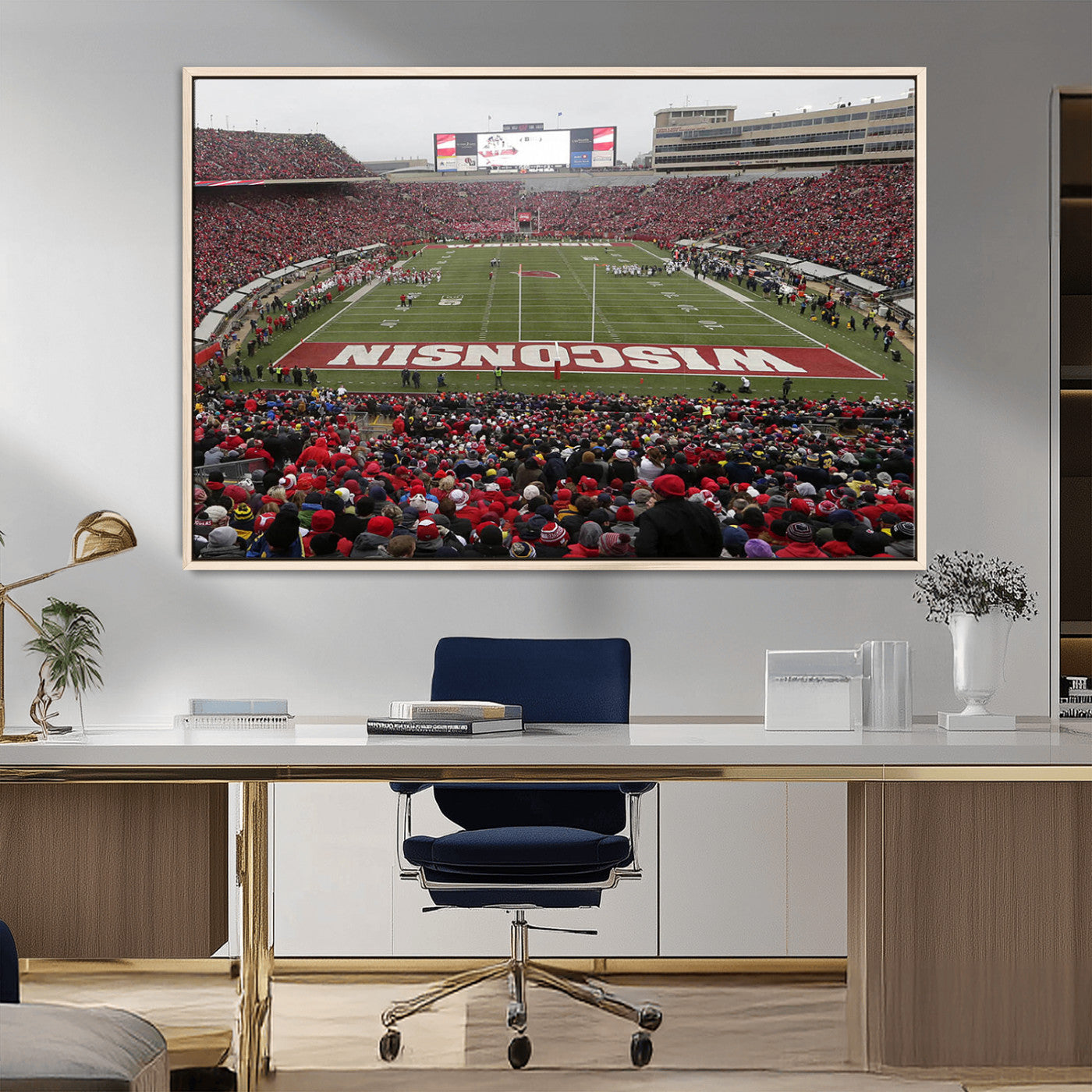 23461-MGV-FC-36X24_Natural-Wisconsin Badgers Team Print Canvas - Madison Camp Randall Stadium Wall Art Canvas Print