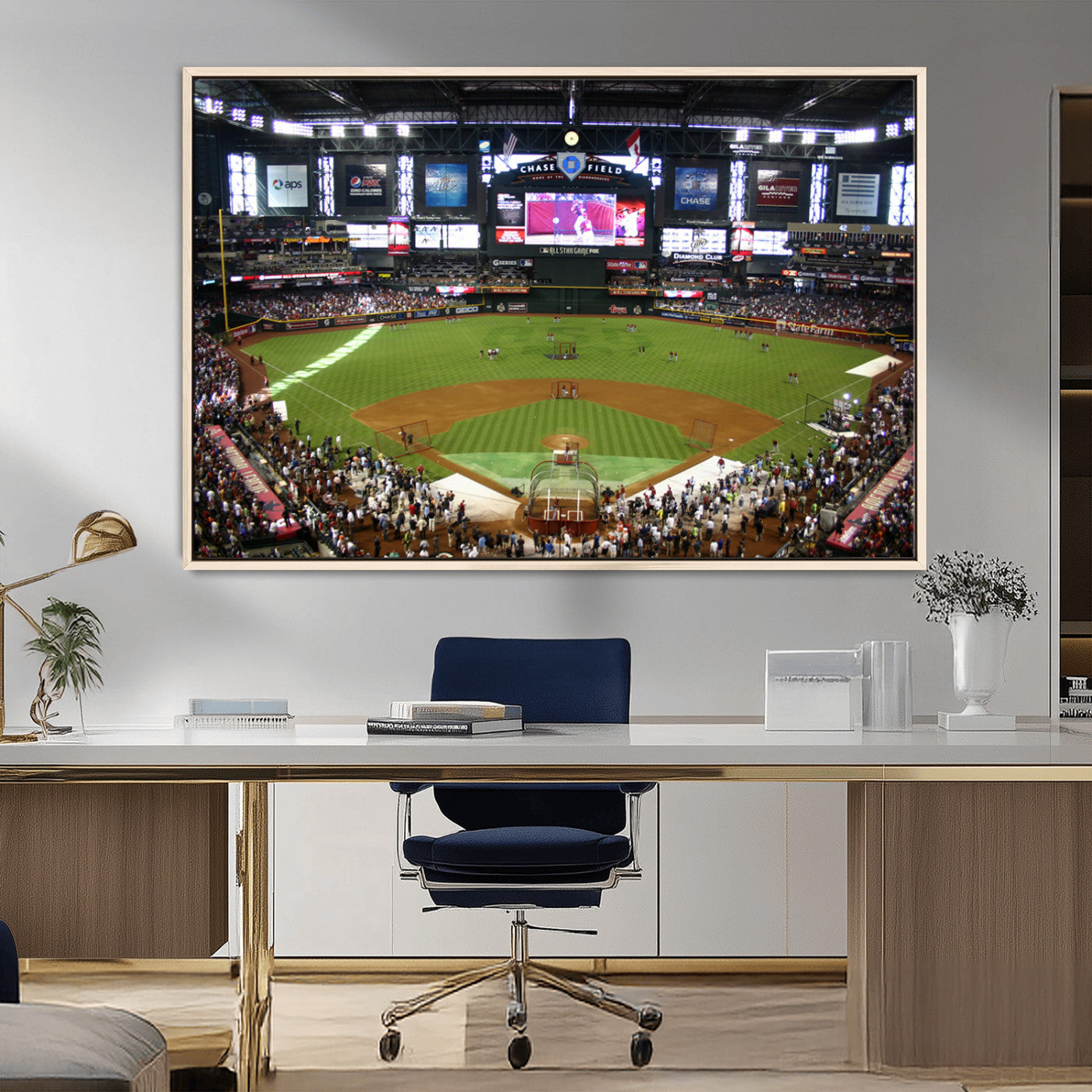 91630-MGV-FC-36X24_Natural-Arizona Diamondbacks Baseball Team Print - Phoenix Chase Field Baseball Stadium Wall Art Canvas