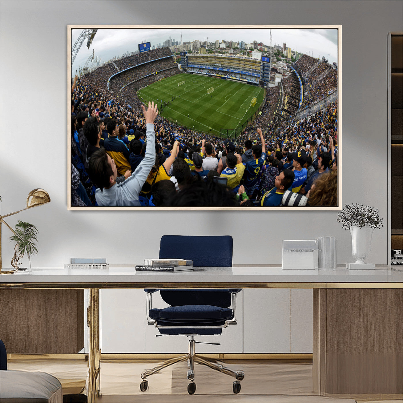 23173-MGV-FC-36X24_Natural-Boca Juniors Soccer Team Print - Buenos Aires Bombonera Stadium Wall Art Canvas Print