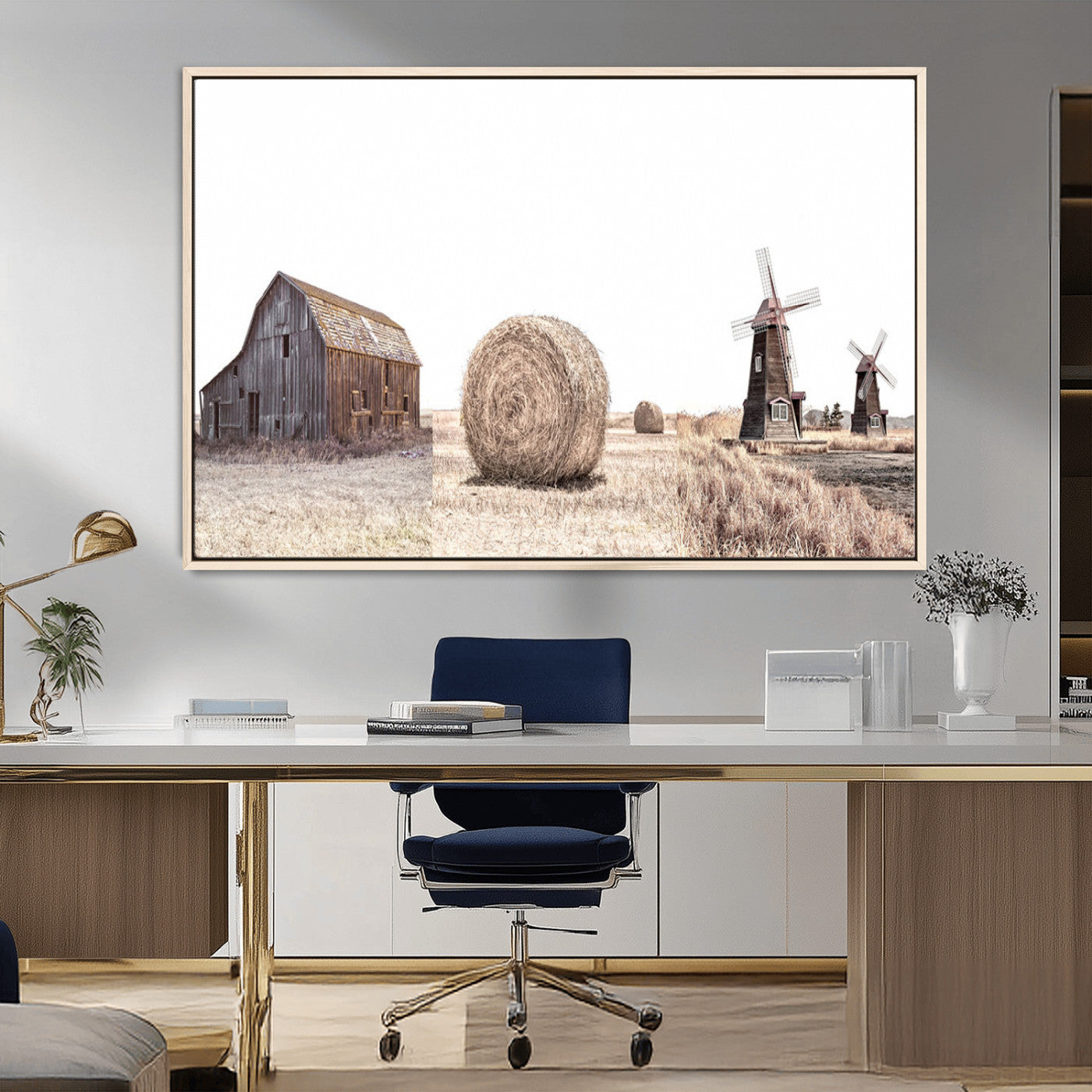 94971-MGV-CV-36X24-Farm Prints Set, Set of 3 Farmhouse Wall Art, Country House Decor