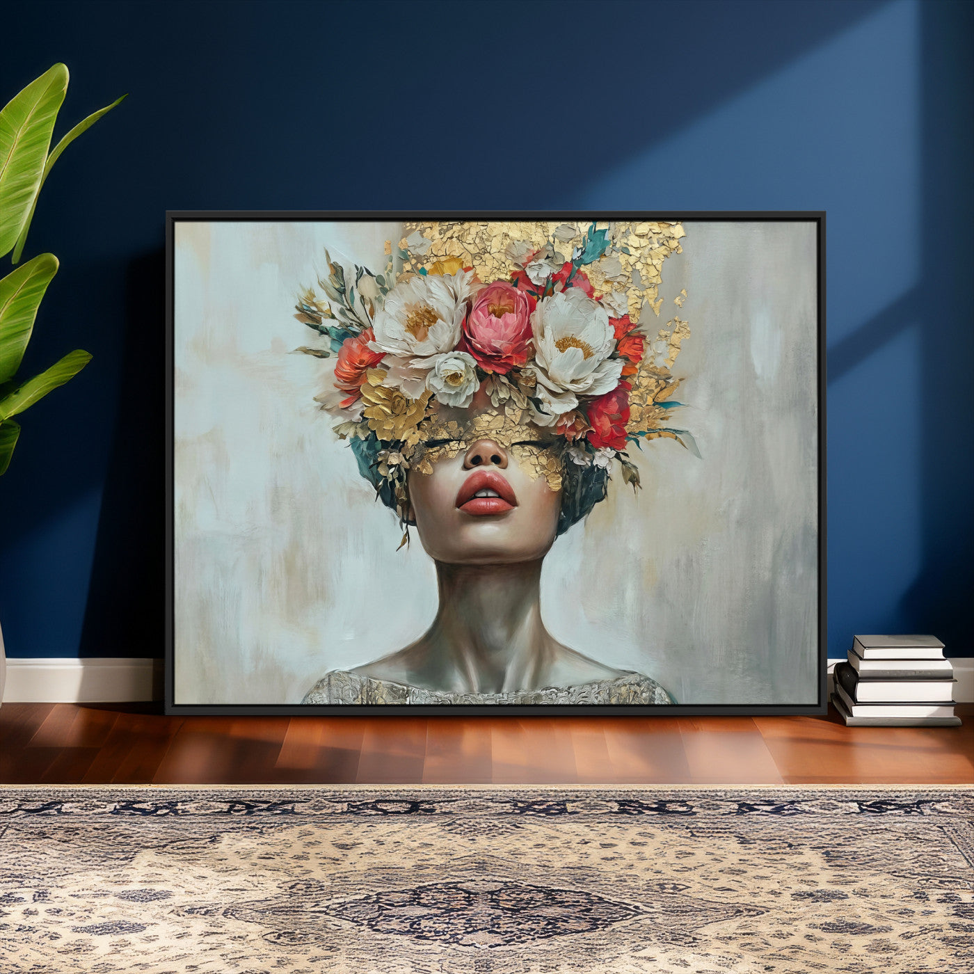 26919-MGV-CV-36X24 - Golden Petal Wall Art Canvas Print - Silhouette Woman Wall Art Canvas Print, Floral Woman Portrait