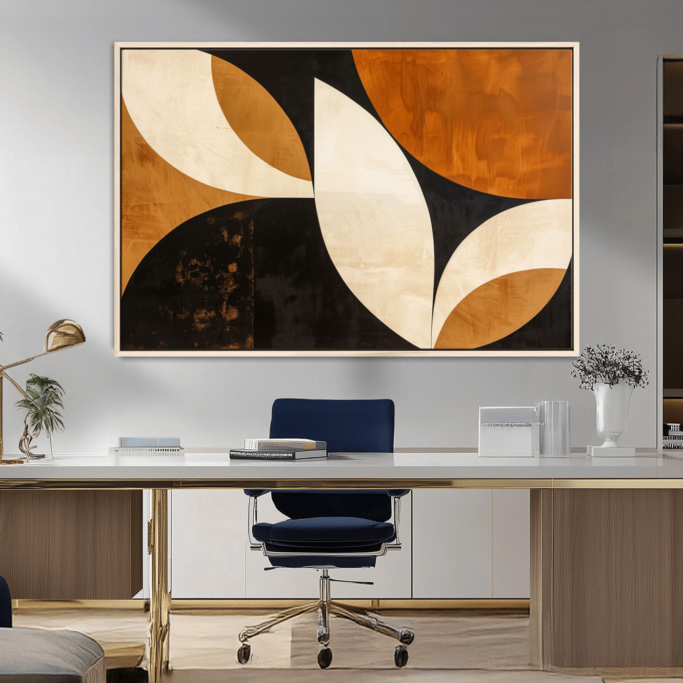 21251-MGV-CV-36X24-Geometric Abstract Wall Art Canvas Print, Mid Century Modern Wall Art Print