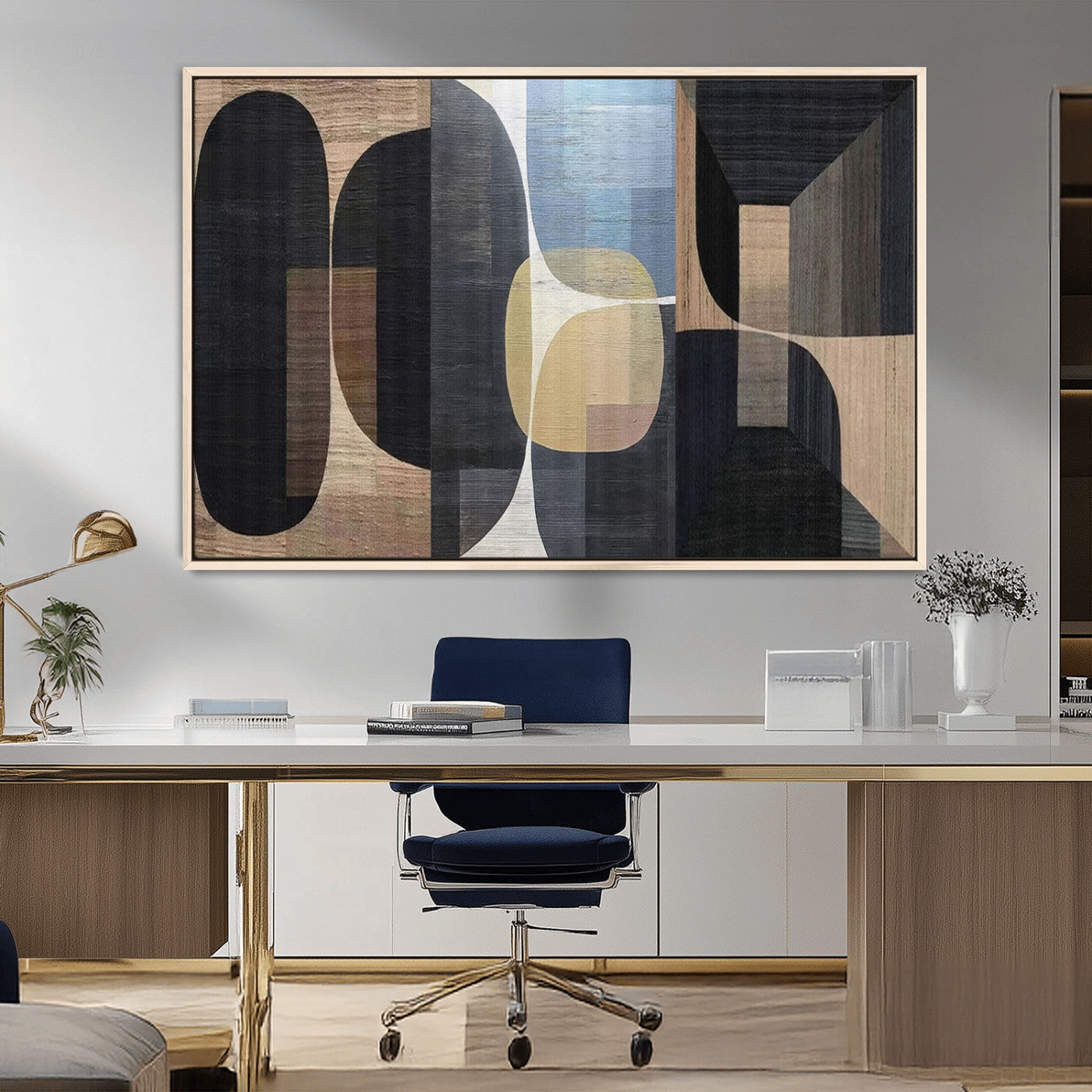 75252-MGV-FC-36X24_Natural-Minimalist Wabi Sabi Abstract Geometric Wall Art Canvas Print – Modern Minimalist Shapes – Ready to