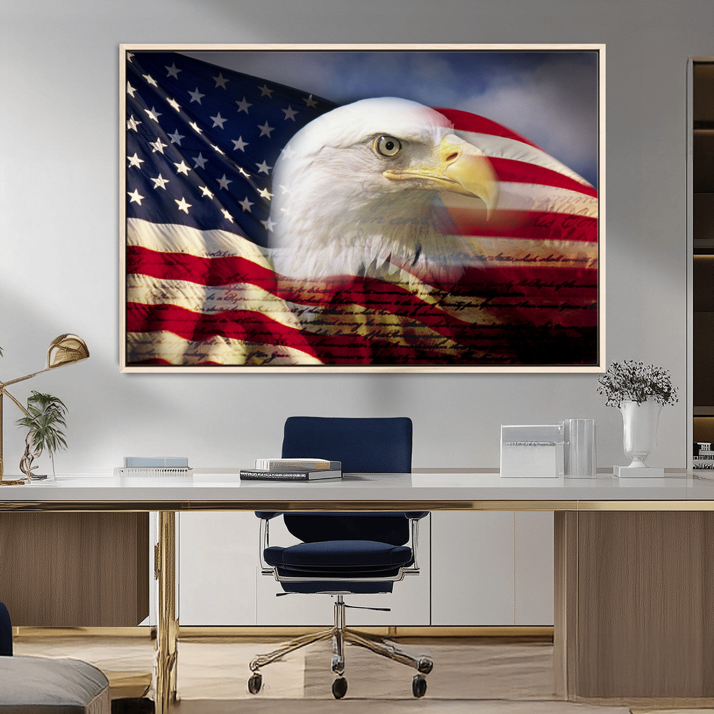 30313-MGV-FC-36X24_Natural-American Flag Eagle Symbol Wall Art, American Flag Eagle Wall Art Canvas Print