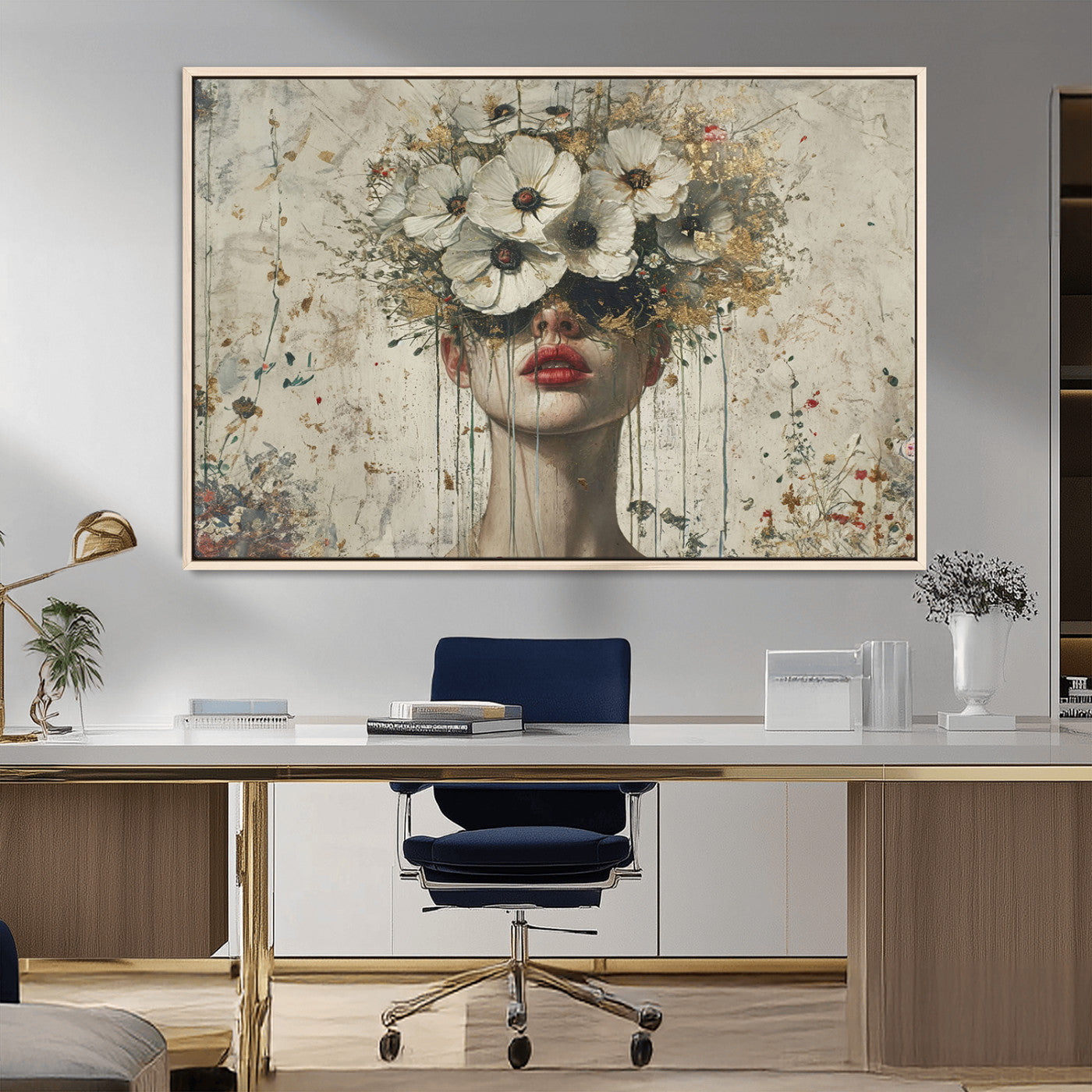 72759-MGV-CV-36X24-Abstract Floral Women Patel Wall Art Canvas Print