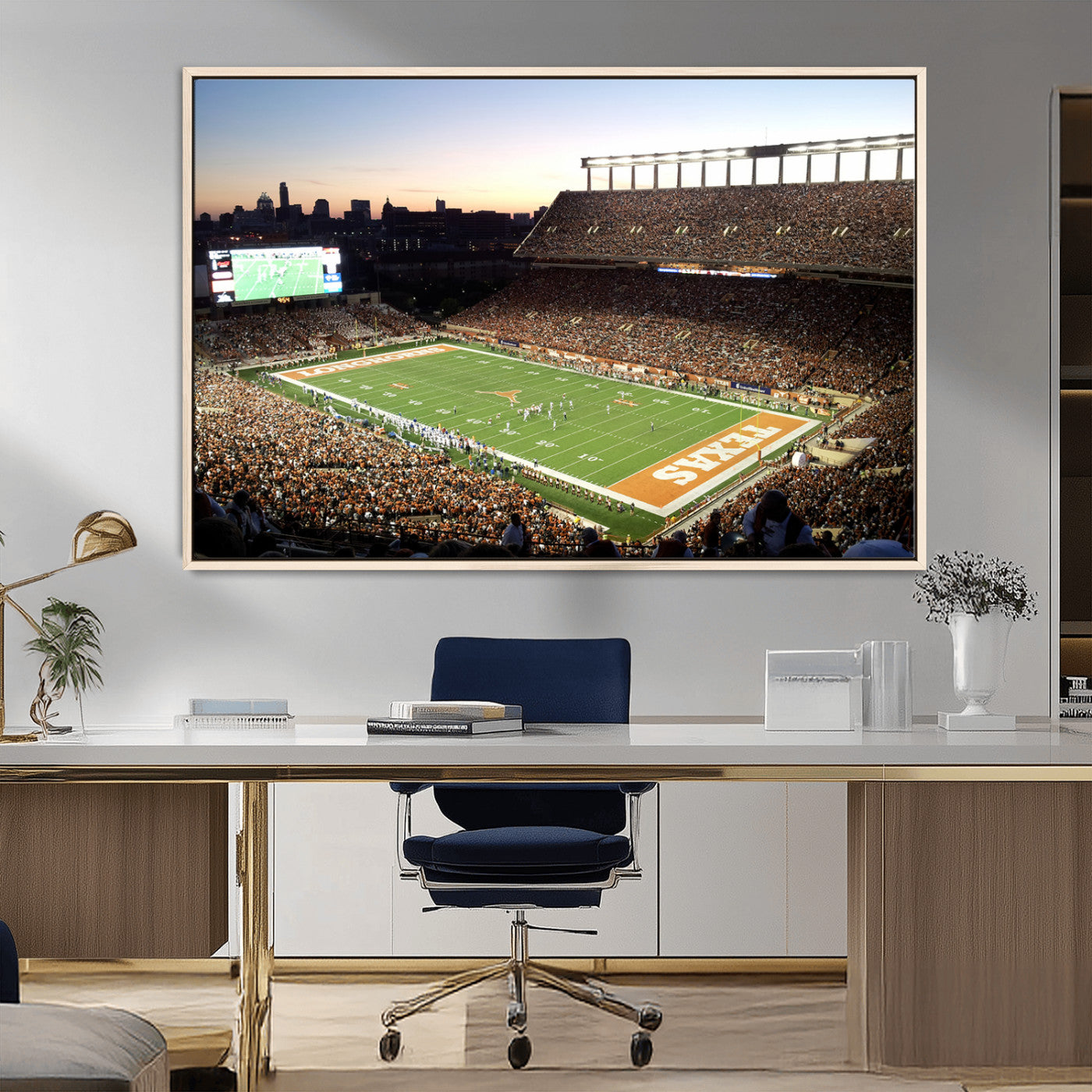 11455-MGV-FC-36X24_Natural-Darrell K Royal-Texas Memorial Stadium Canvas Wall Art - Texas Longhorns Football Match