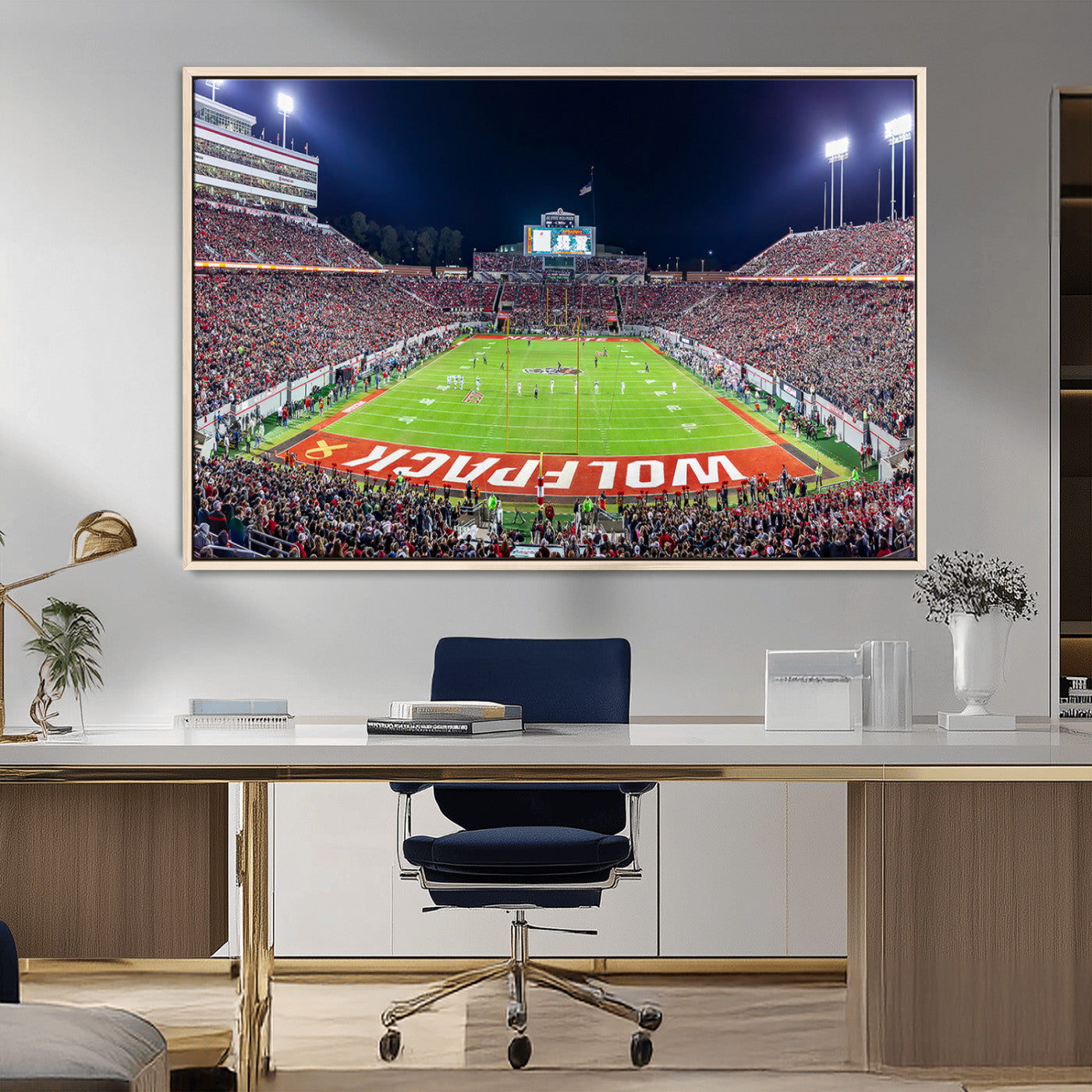 80943-MGV-FC-36X24_Natural-Wolfpack Football Team Print - Raleigh Carter-Finley Stadium Wall Art Canvas Print